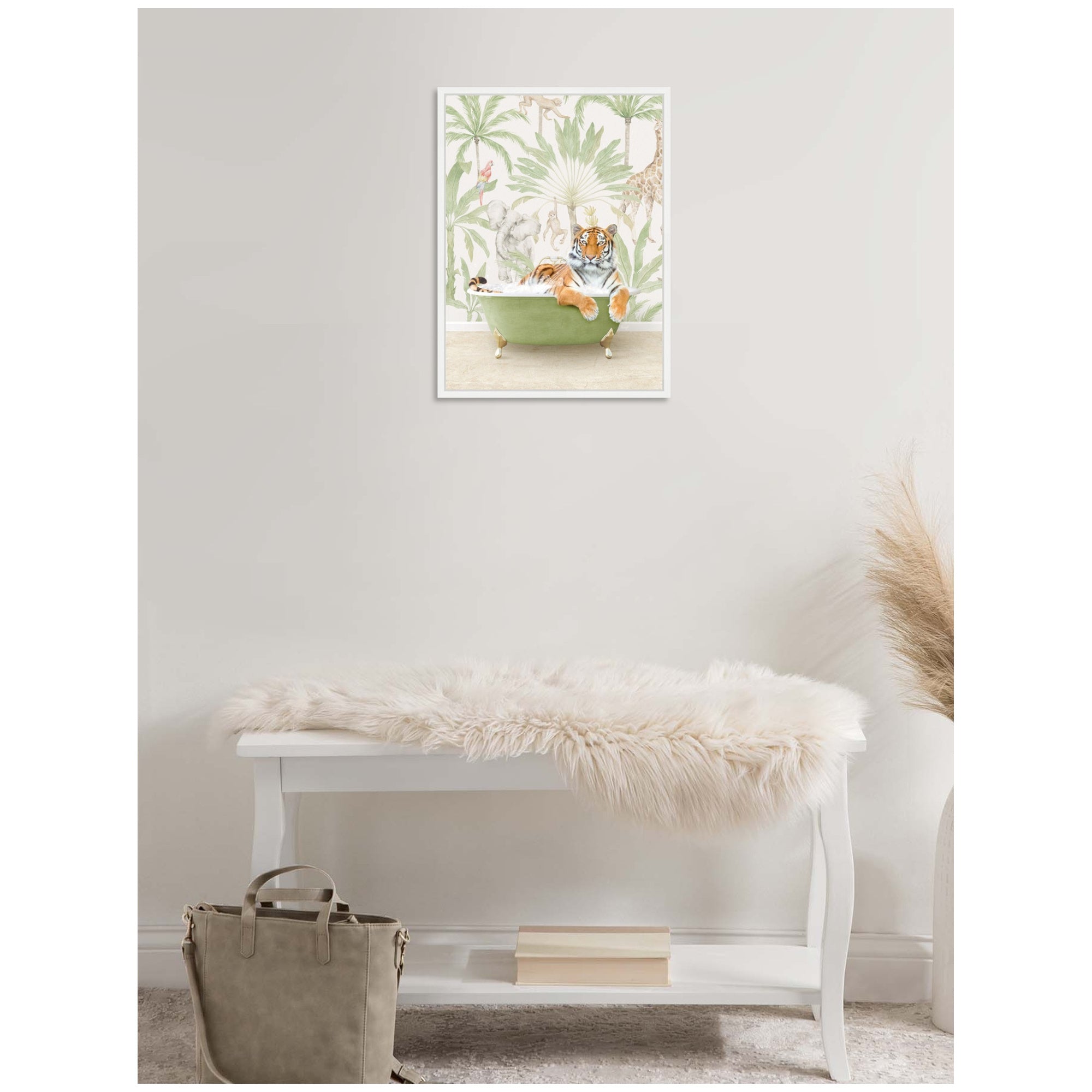 Sylvie Tiger in Wild Safari Bathtub Framed Canvas by Amy Peterson