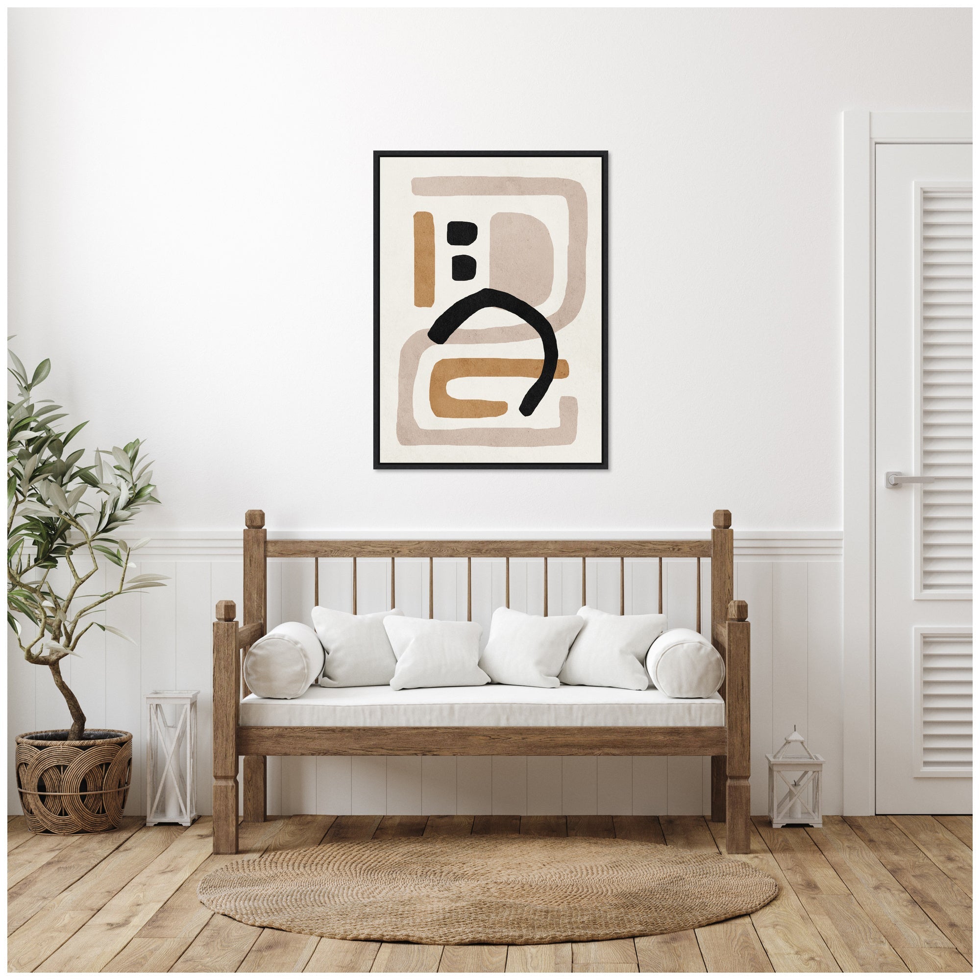 Sylvie Neutral Abstract 2 Minimal Modern Art Framed Canvas by July Art Prints