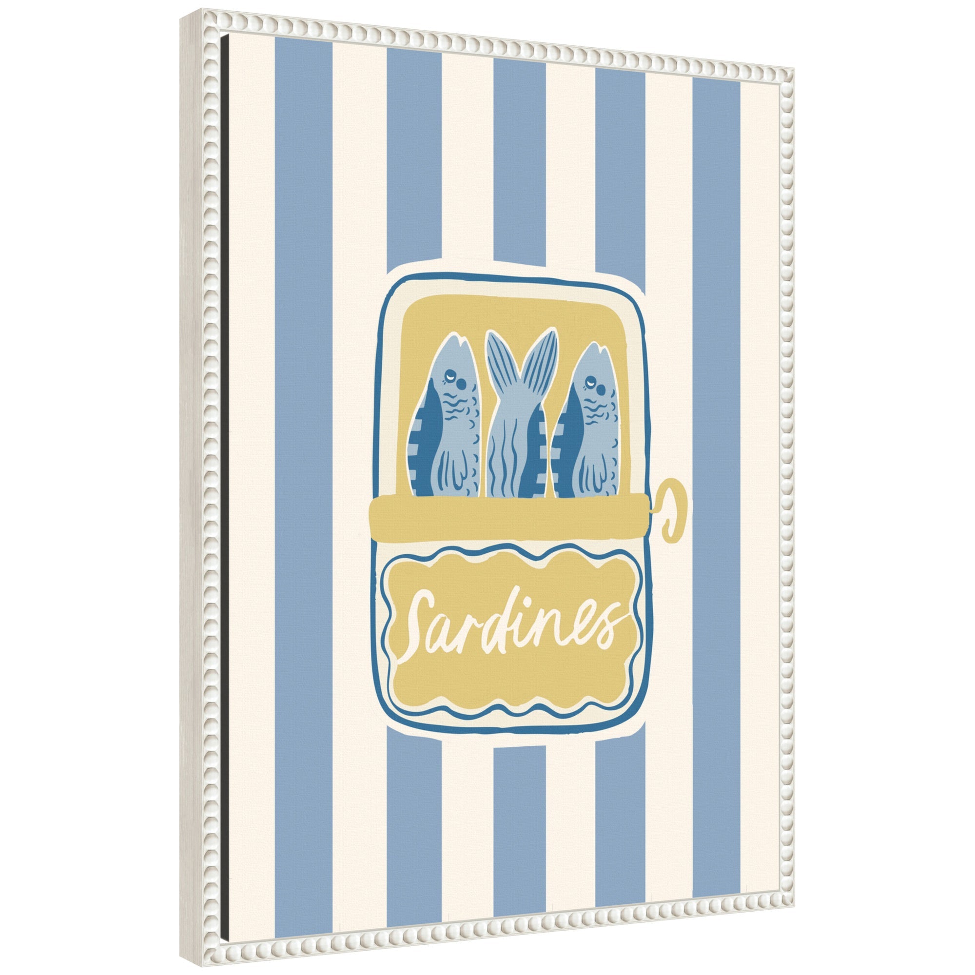 Coastal Sardines framed canvas wall art with a Sylvie Beaded frame