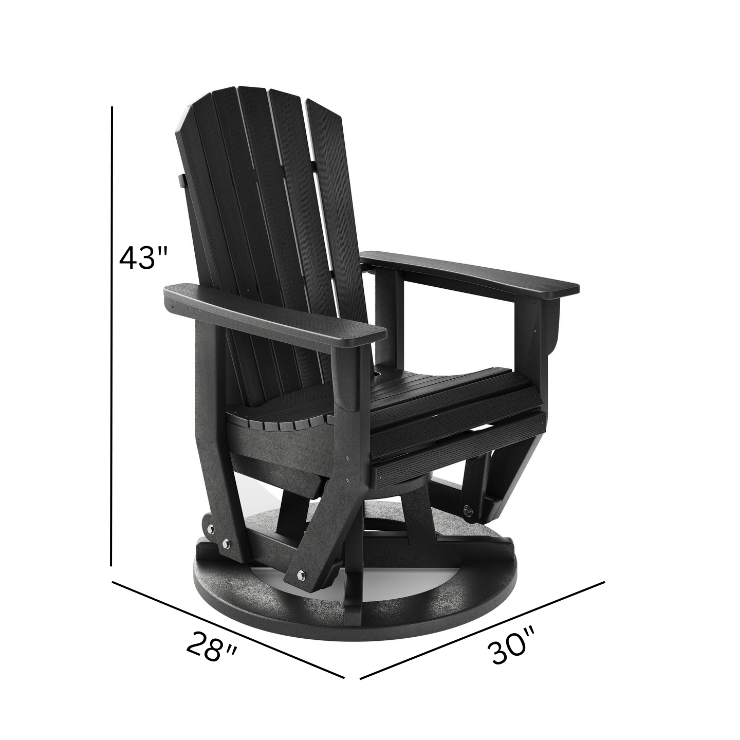 SoPoly St Simons Swivel Glider Chair in various colors showing fan-back Adirondack style and swivel gliding feature