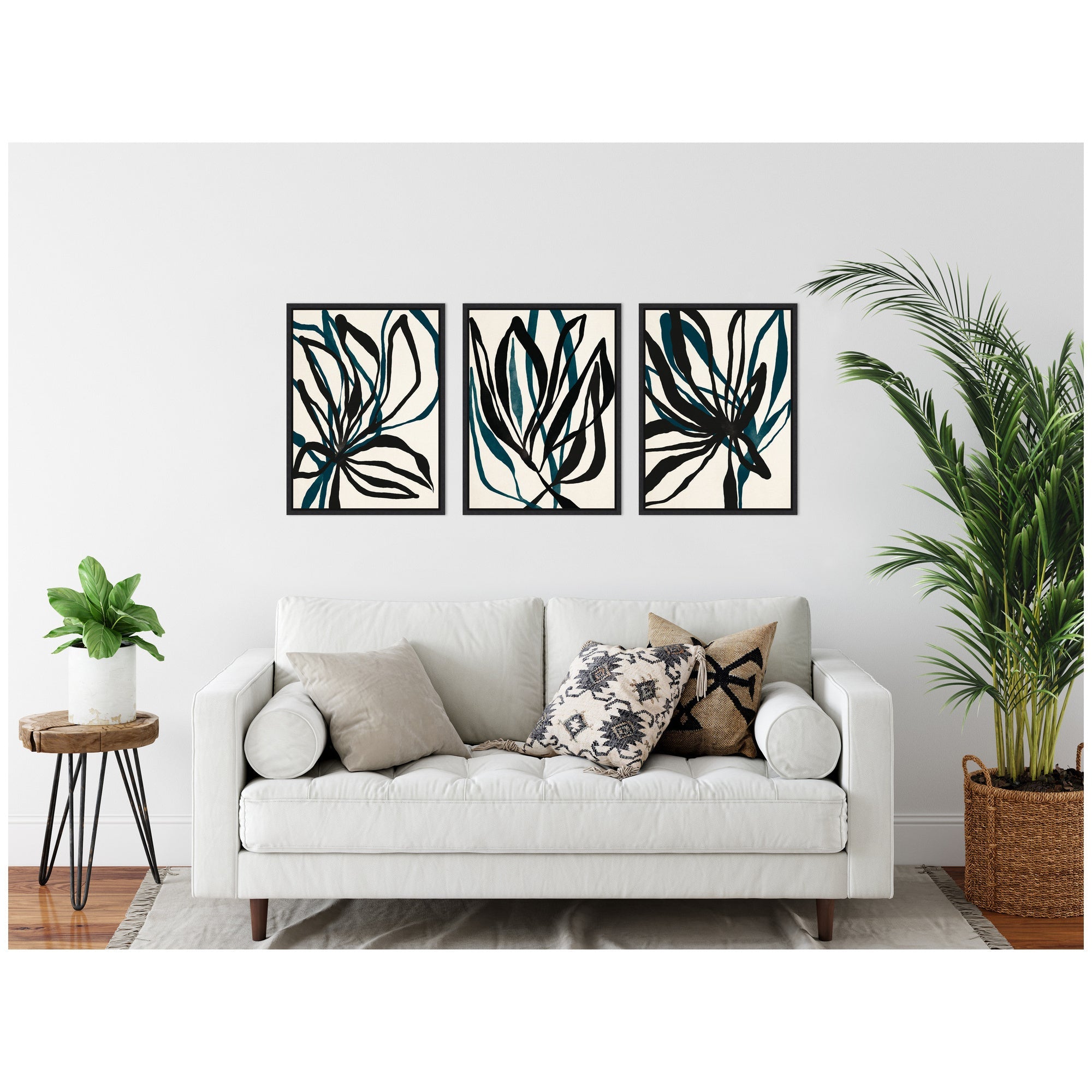 Sylvie Modern Floral 1, 2 and 3 Framed Canvas Art Set by Alicia Bock