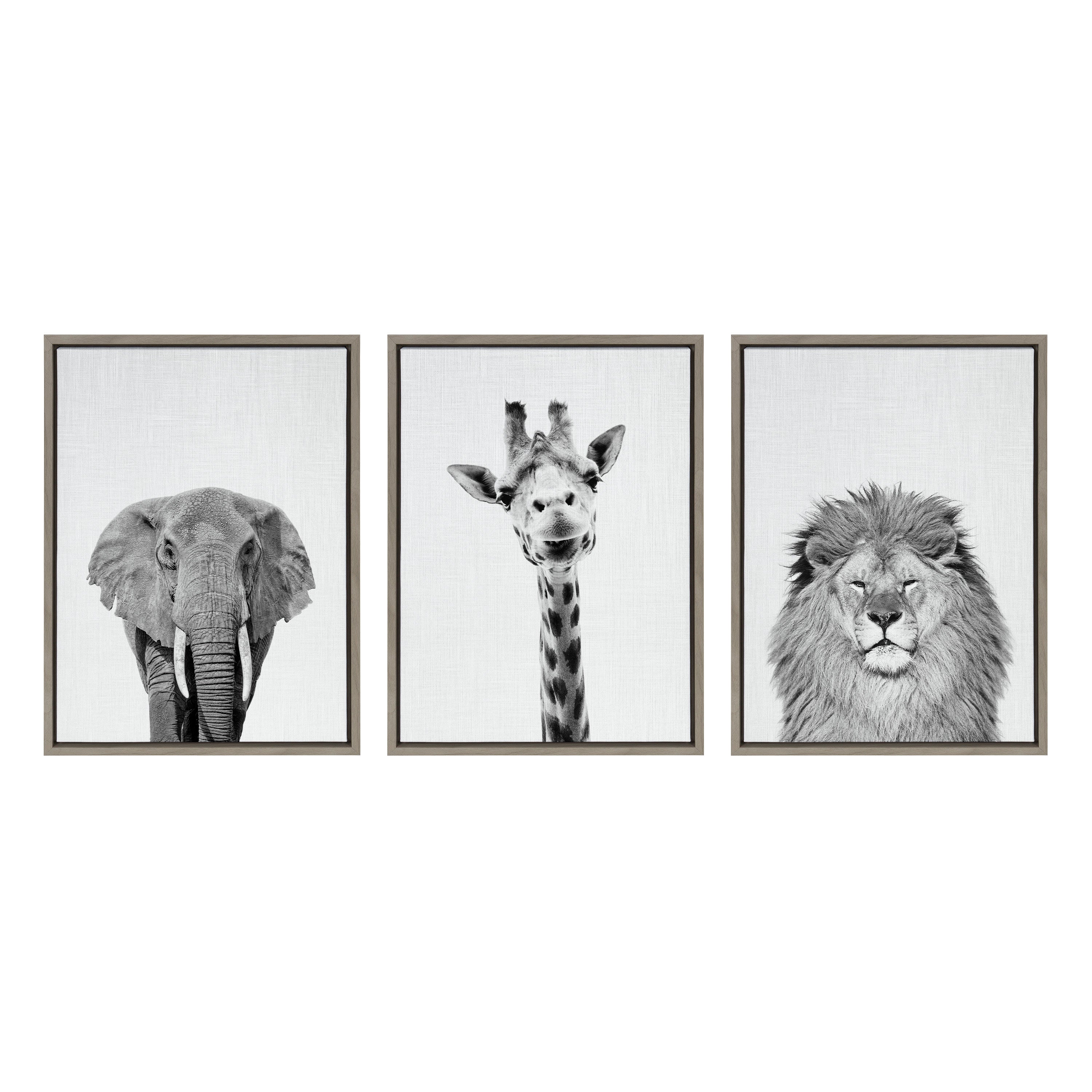 Sylvie Elephant Giraffe and Lion Framed Canvas by kateandlaurel - product image 11 for Resin Society