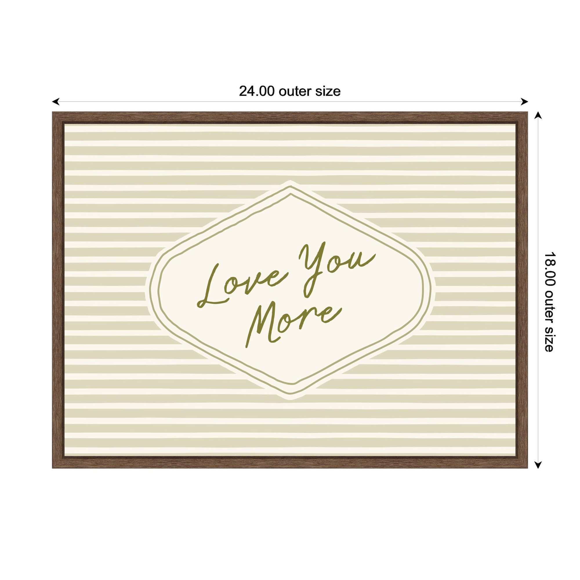 Retro Love You More Sage Green Striped by Lucky Guava Framed Canvas Wall Art Print