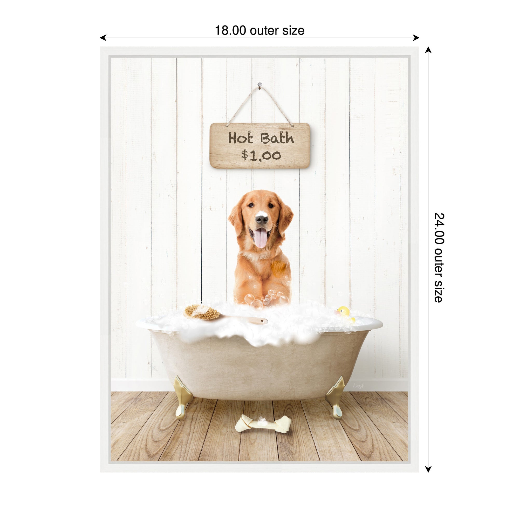 Sylvie Amber Retriever in Farmhouse Hot Bath Framed Canvas by Amy Peterson