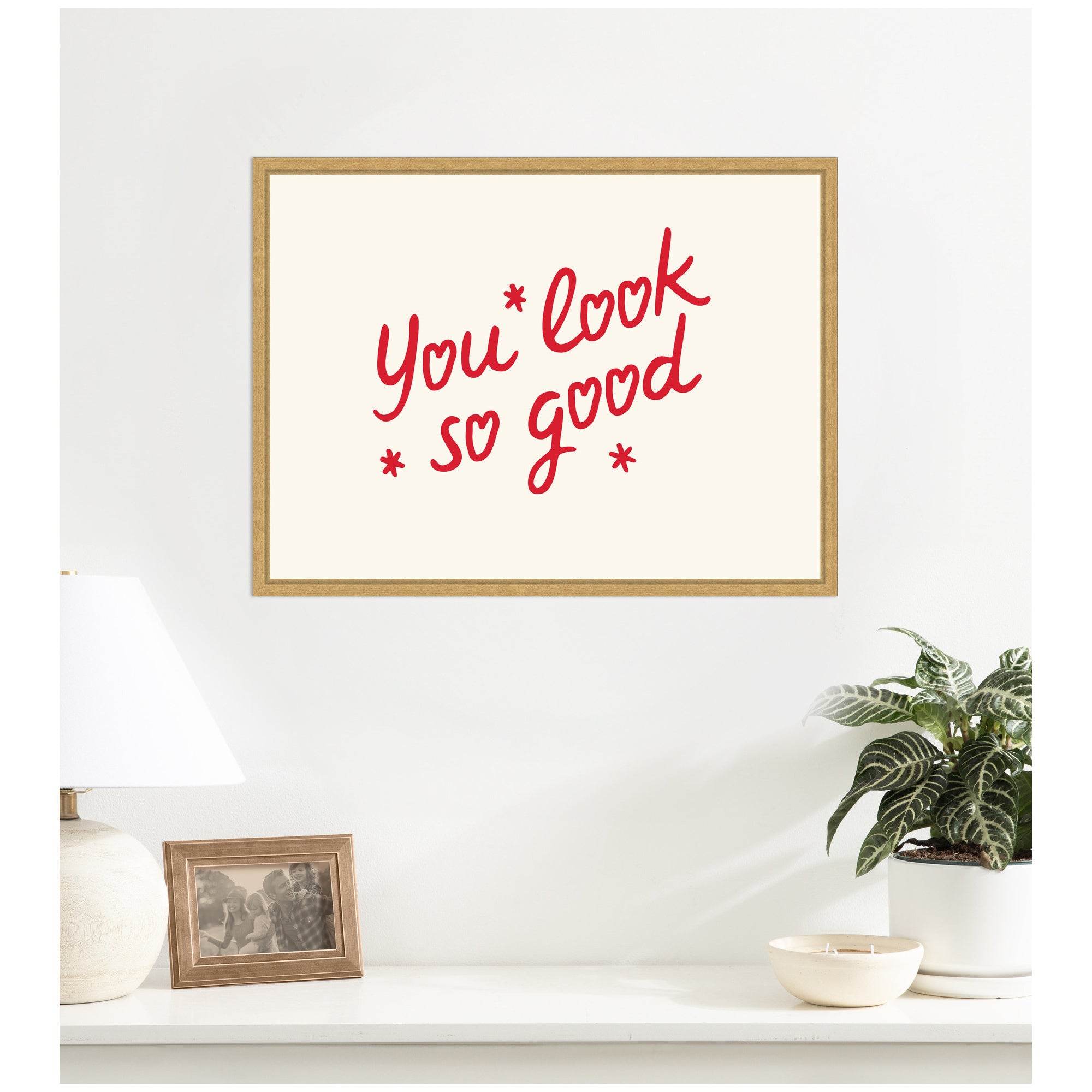 You Look So Good Red Motivational Typography by Lucky Guava Framed Canvas Wall Art Print