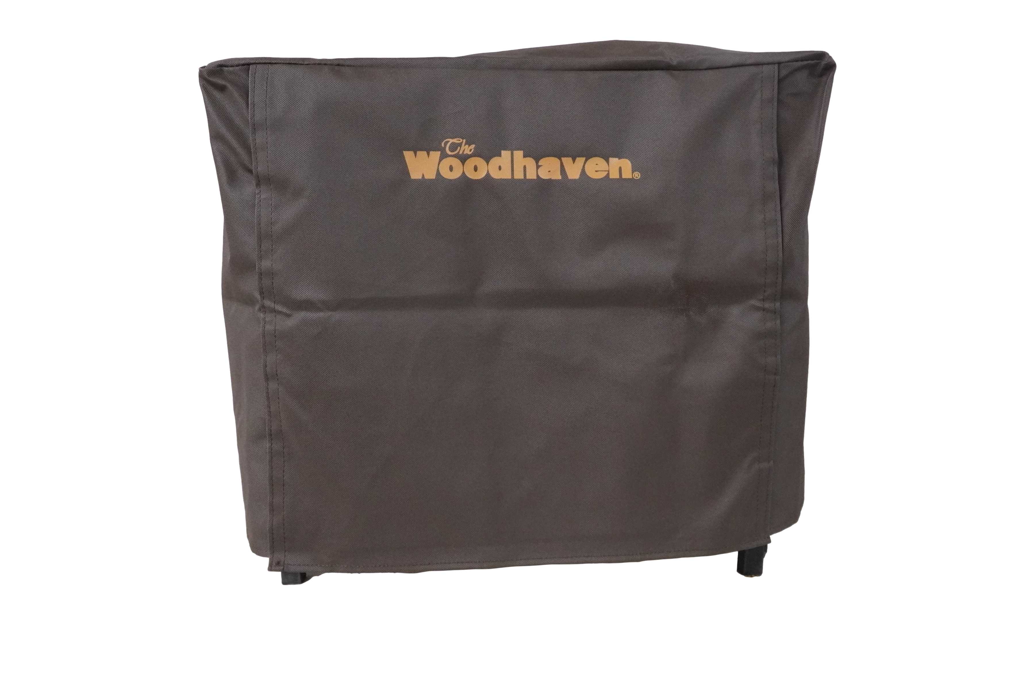 Woodhaven Full Firewood Rack Cover on firewood rack in outdoor setting
