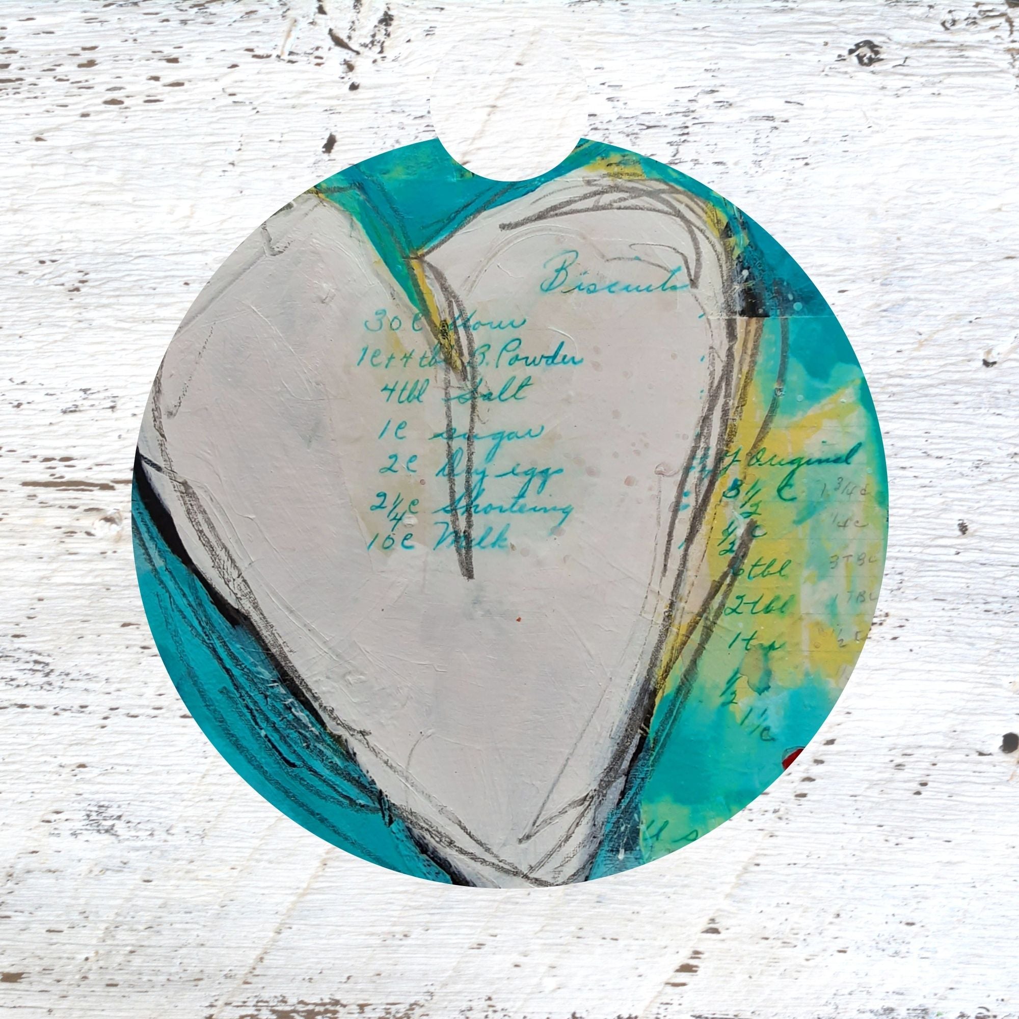 Car Coaster: White Heart. Artist Christi Dreese by Dreese Fine Art - Resin Society