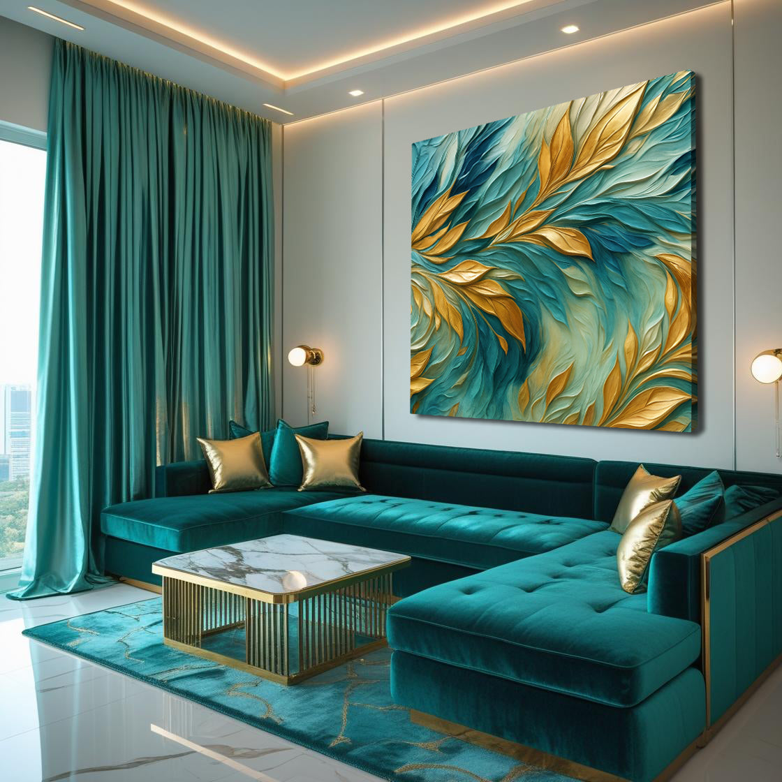 Abstract Gold And Blue Frosty Wall Art by Tailored Canvases - product image 2 for Resin Society