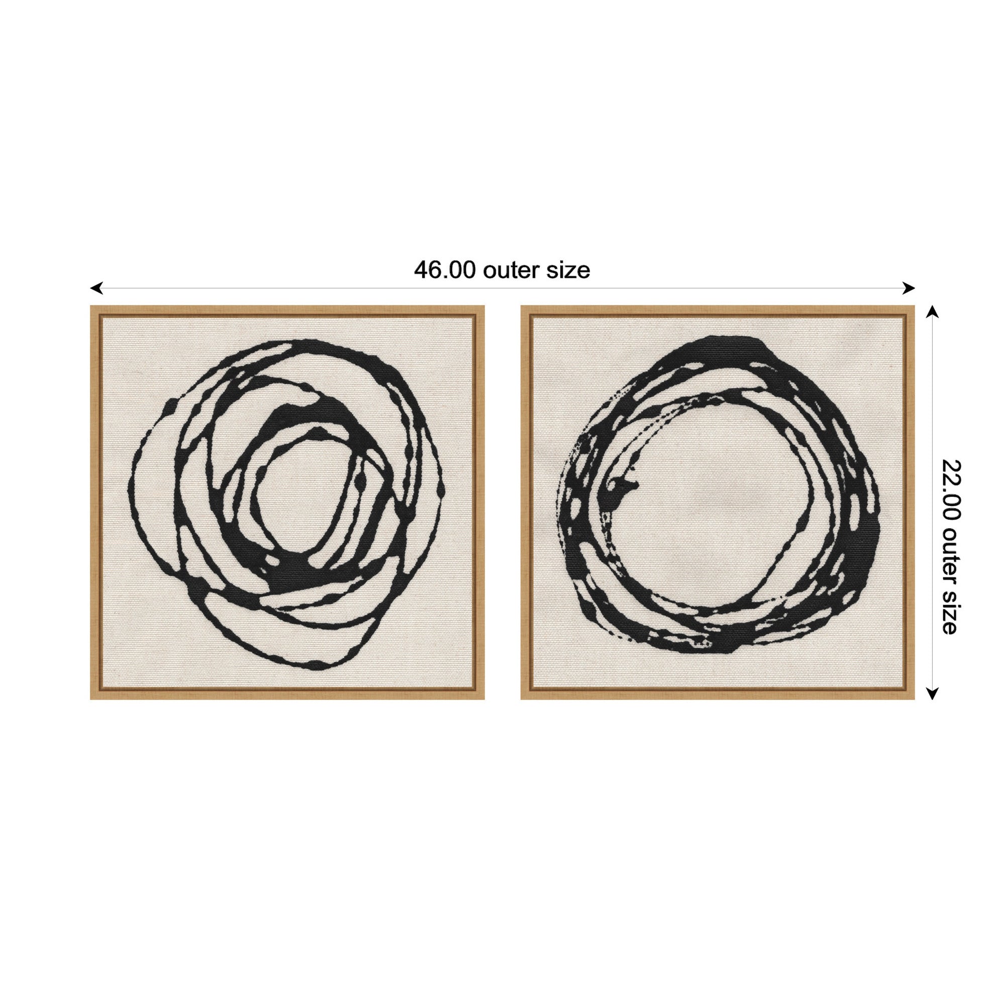 Sylvie Flowing Circle Abstracts - 2 Piece Framed Canvas Art Set