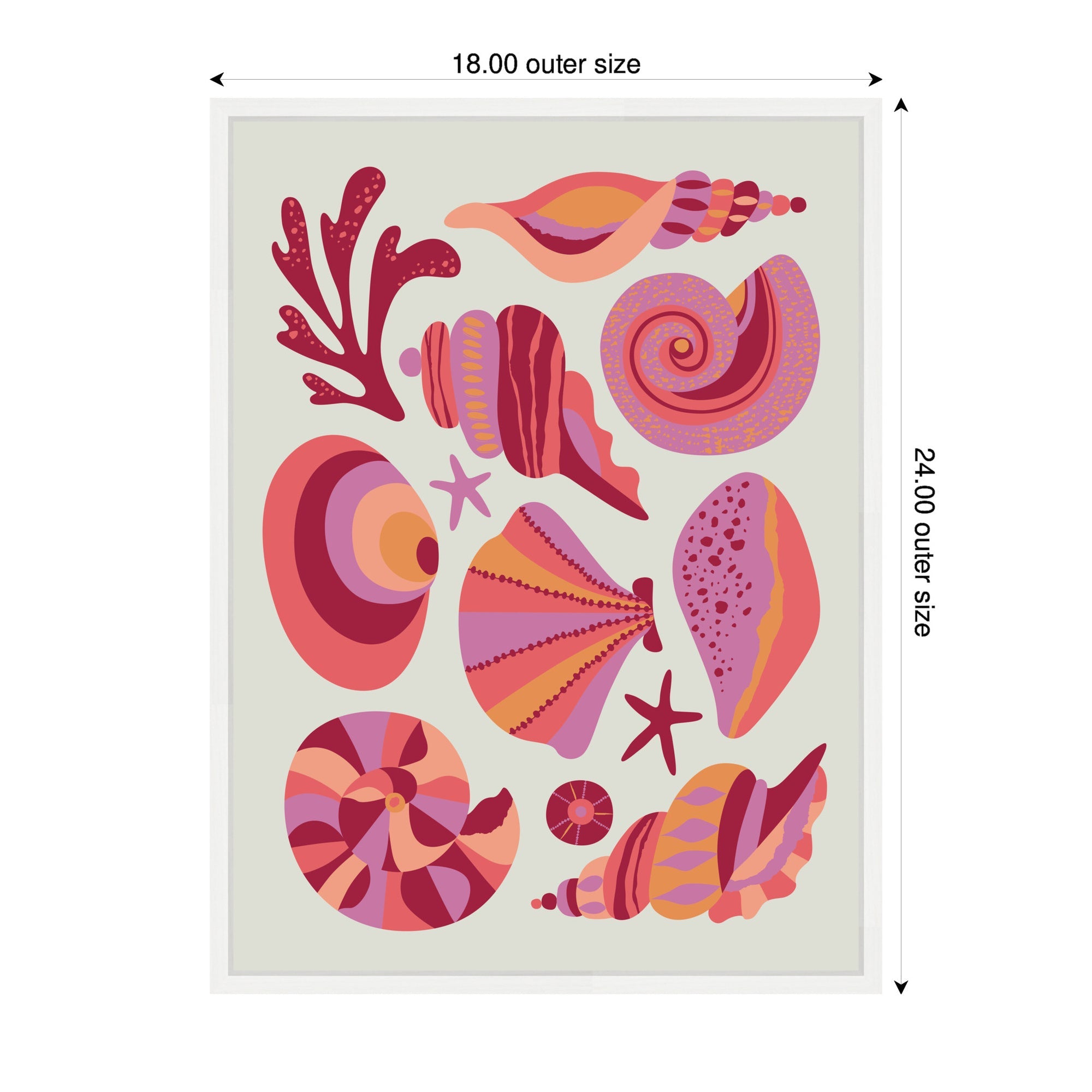 Sylvie Coastal Ocean Seashells Framed Canvas by Rachel Lee