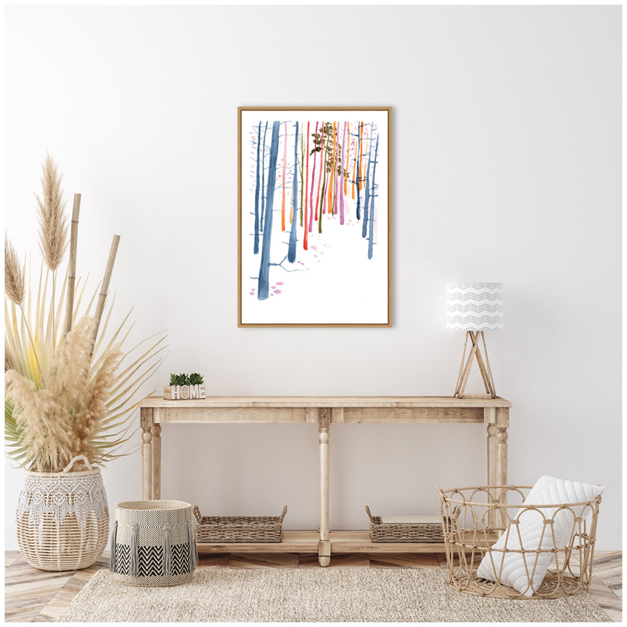 Sylvie Colorful Woodland Trees Framed Canvas by Viola Kreczmer