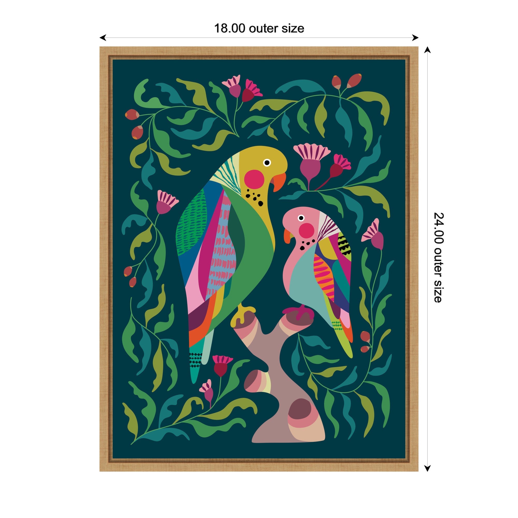 Budgies by Rachel Lee Framed Canvas Wall Art Print