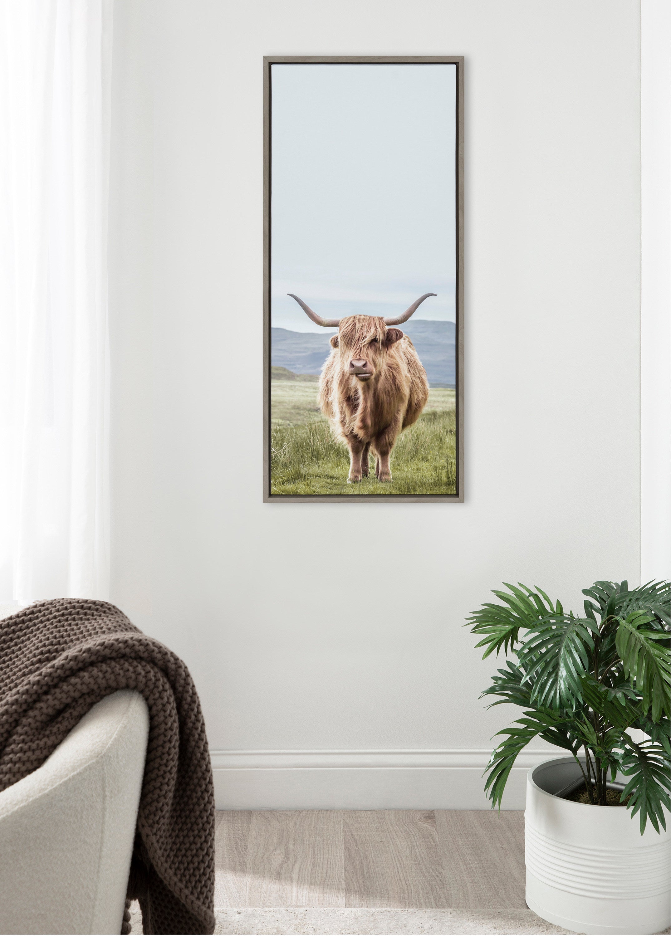 Sylvie Highland Cow Mountain Landscape Framed Canvas by The Creative