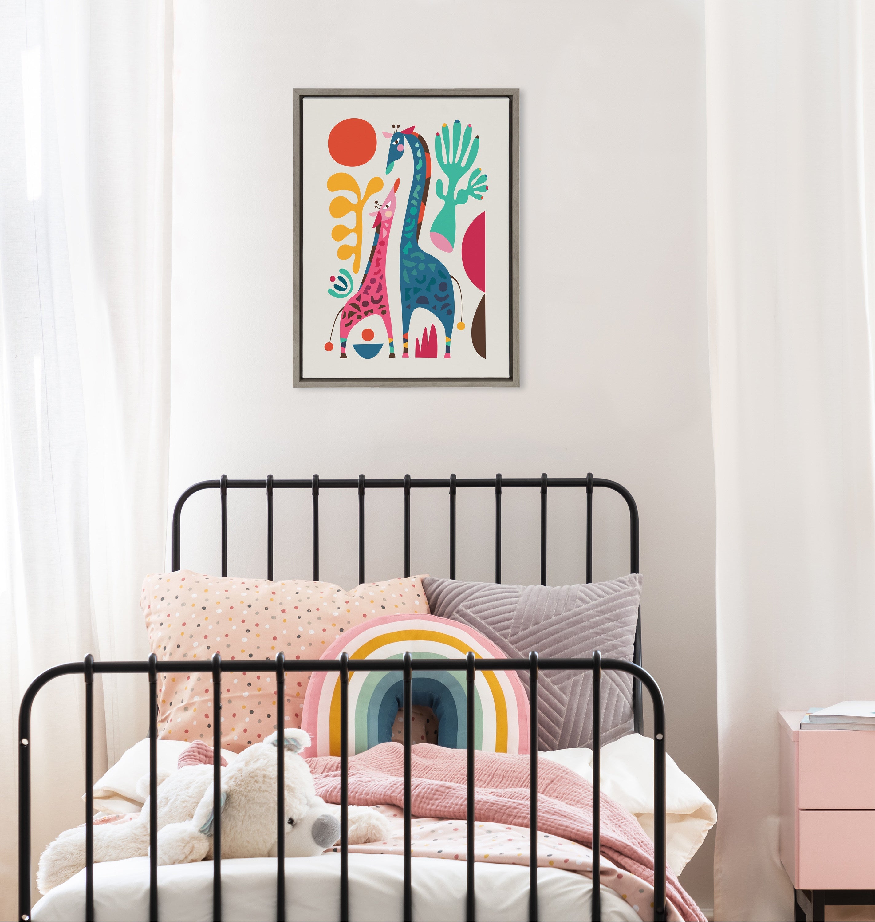 Sylvie Giraffe Love Framed Canvas