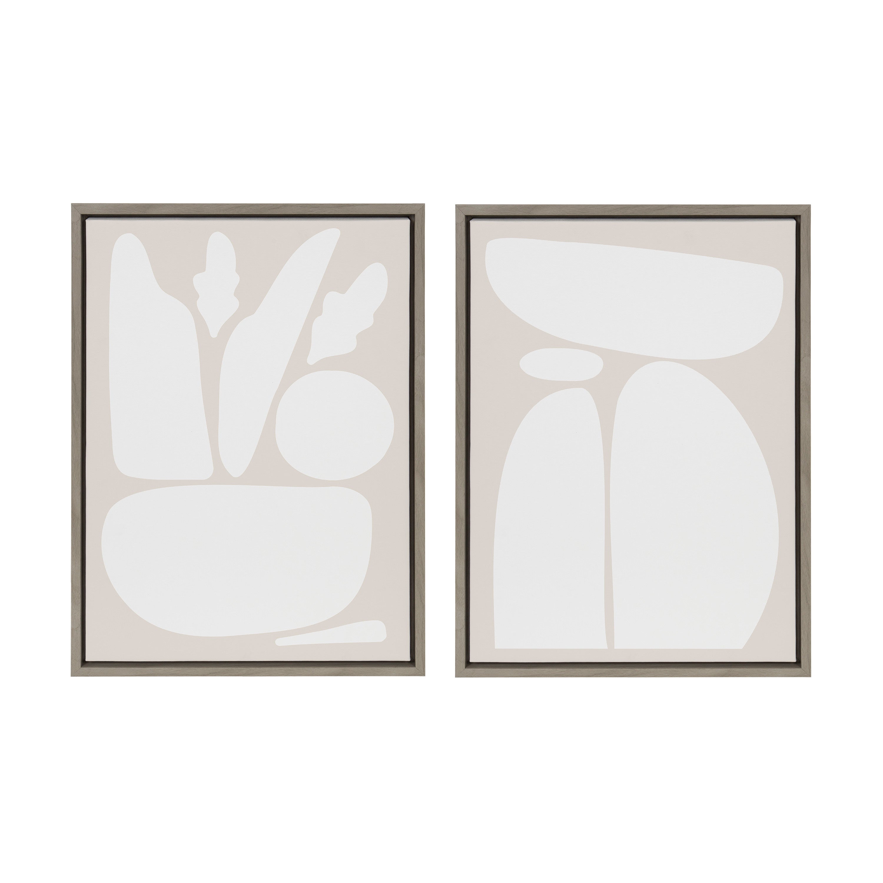 Sylvie Zen Botanical Rock Neutral Framed Canvas Set by kateandlaurel - product image 13 for Resin Society