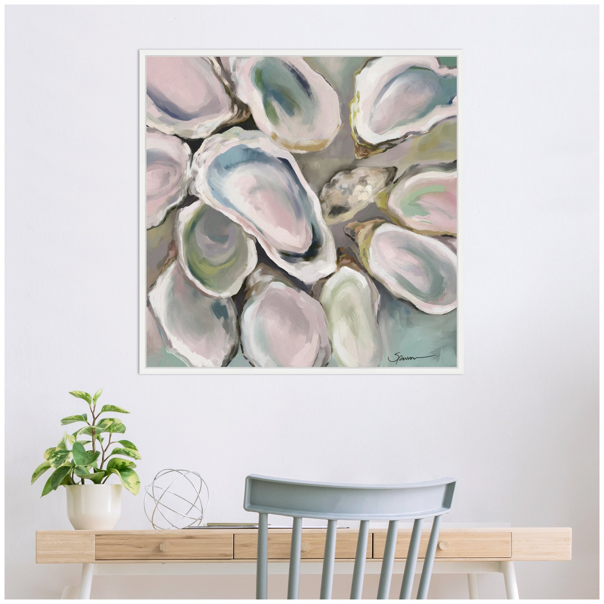 Sylvie Oyster Roast Framed Canvas by Mary Sparrow