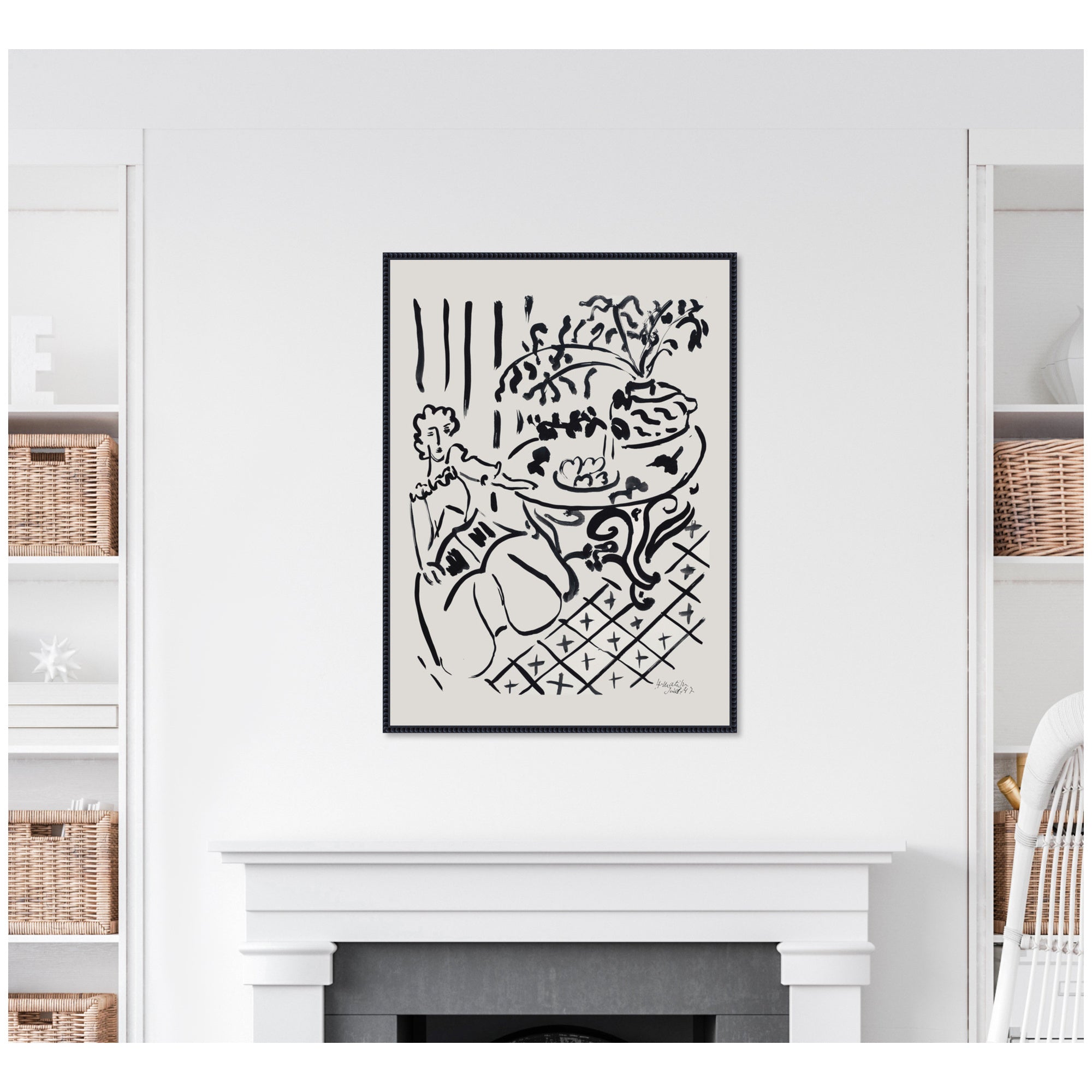 Fille assise a table 1947 Henri Matisse by Nostalgia Prints Framed Canvas Wall Art Print