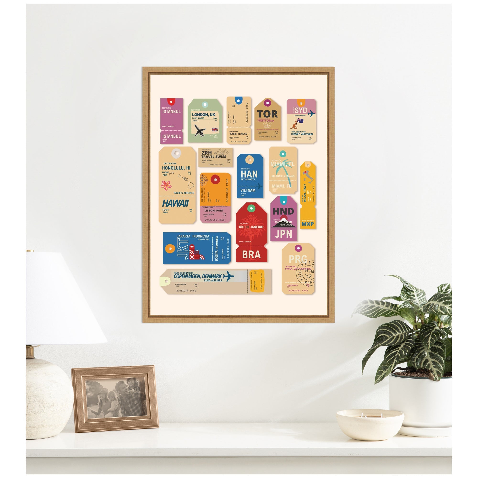 Travel Tags by Honey Island Studio Framed Canvas Wall Art Print