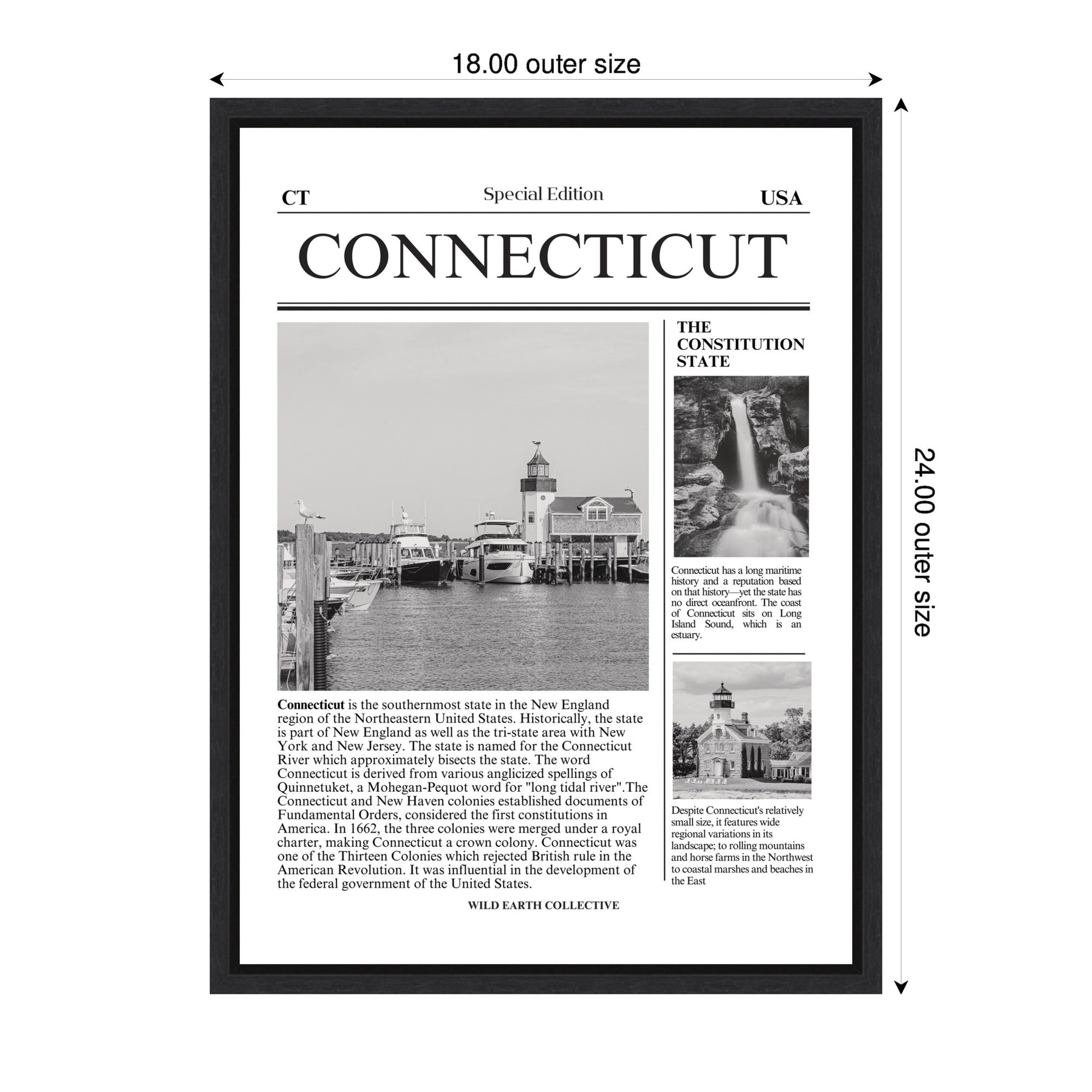 Connecticut Article by Megan Ryan Framed Canvas Wall Art Print