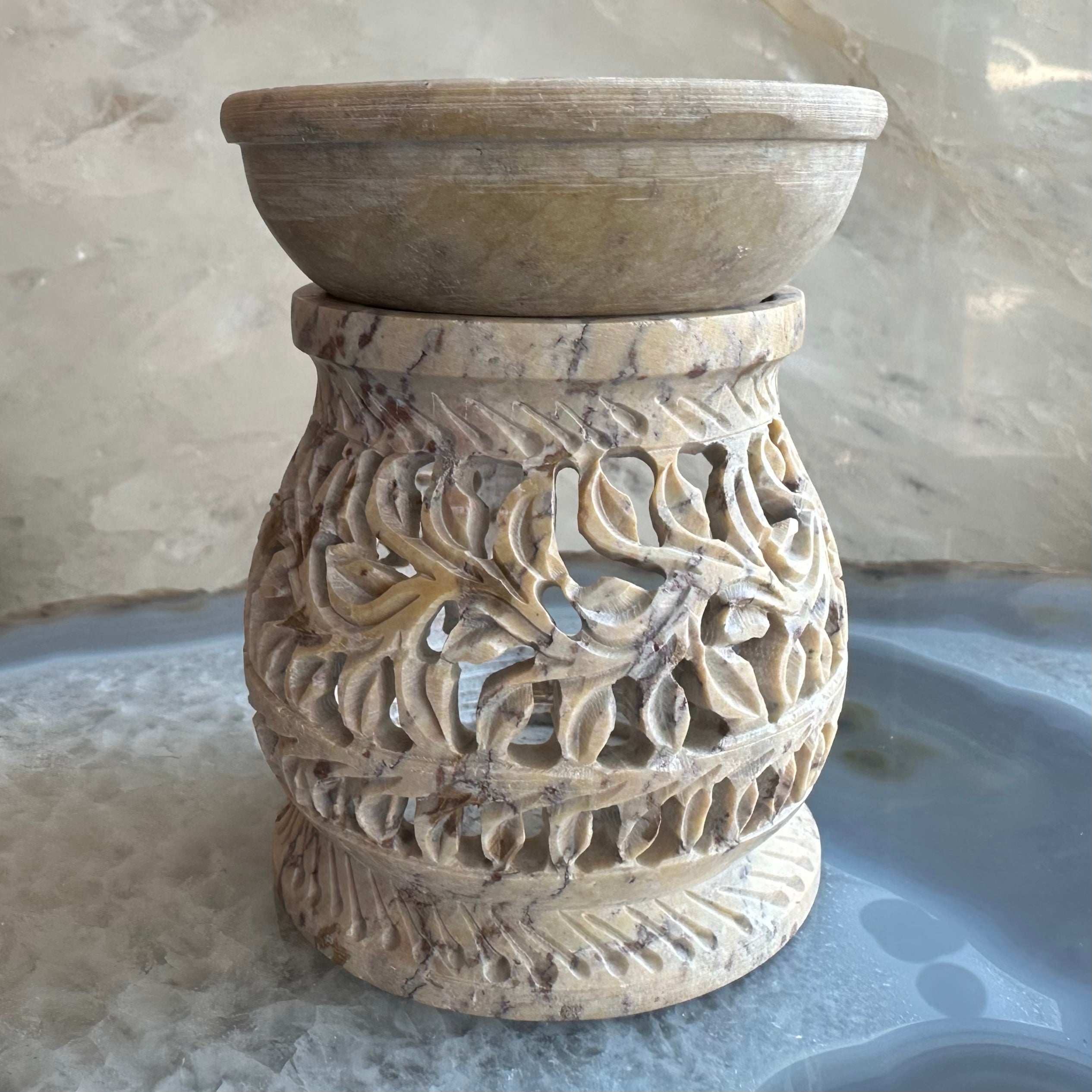 Carved Soapstone Essential Oil Burner 3"
