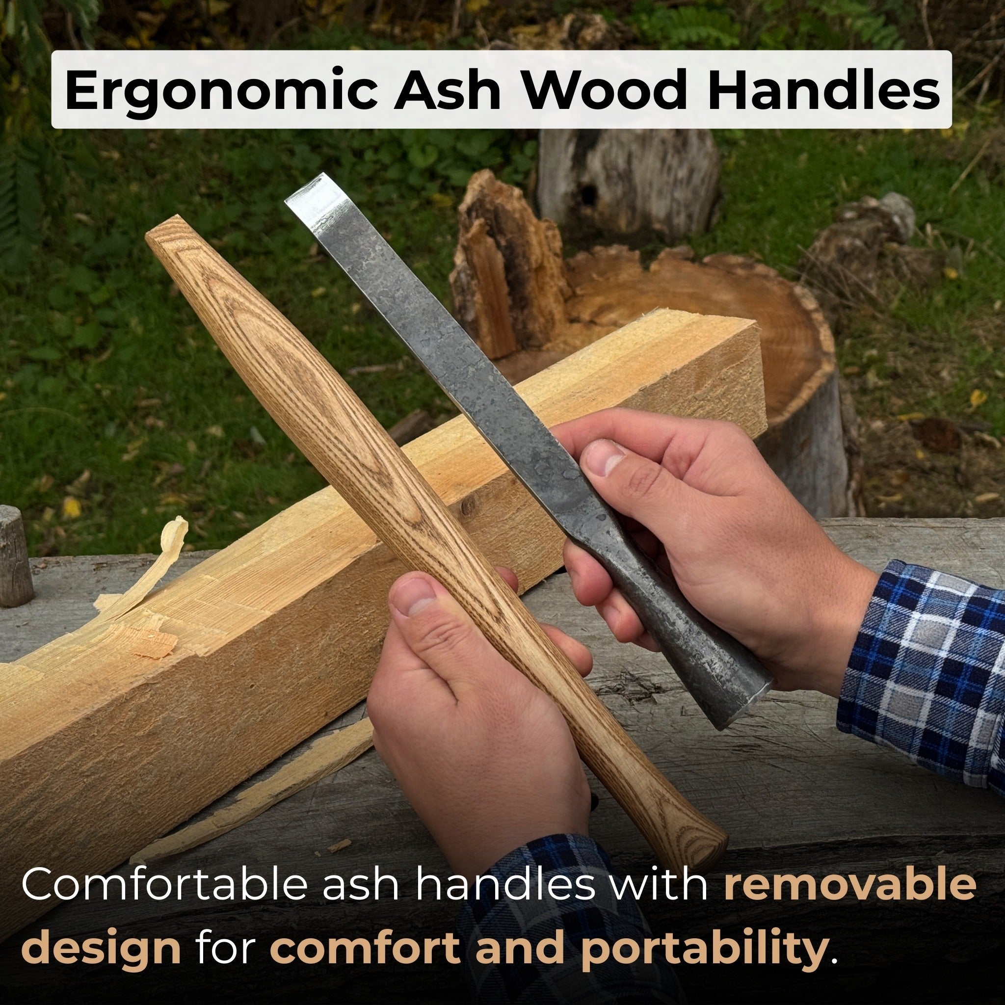 3-Piece Carpenters Slick Chisel Set with hand-forged steel blades and ash wood handles