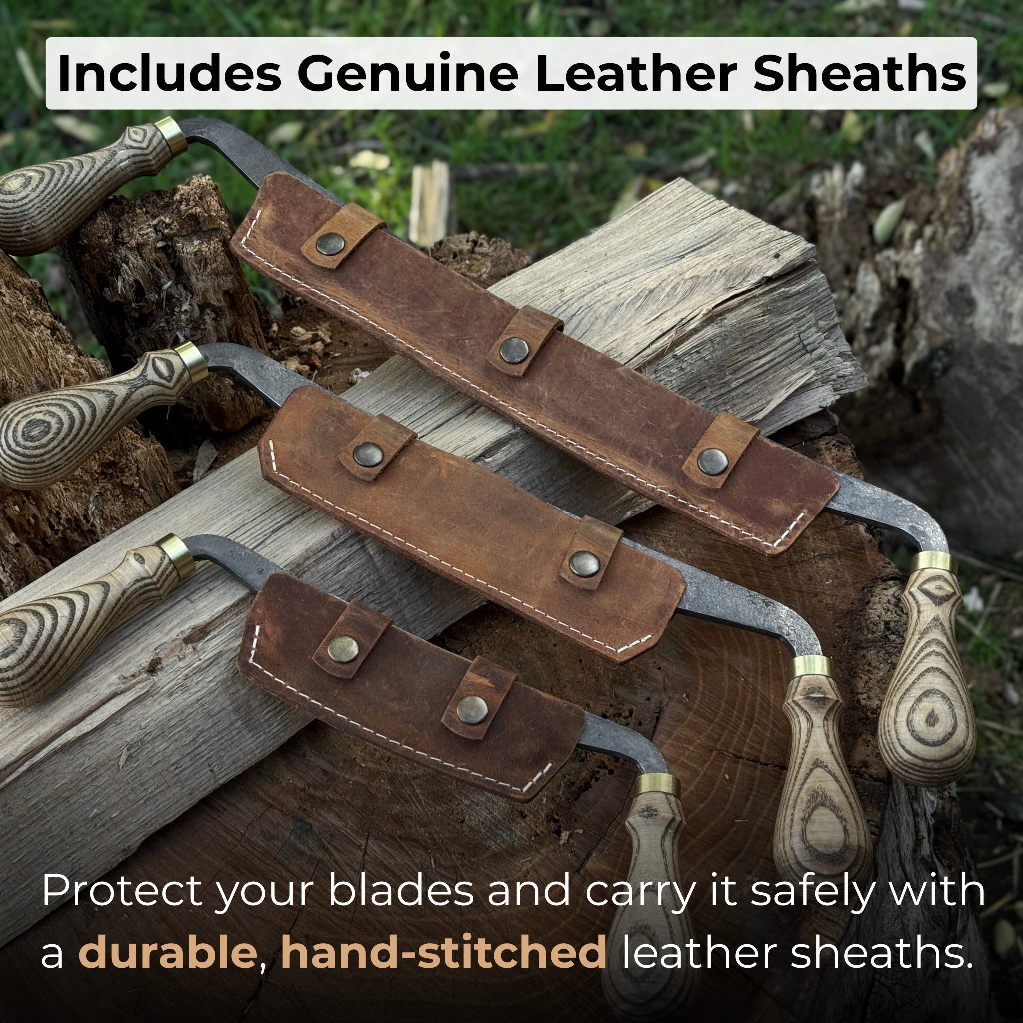 3-Piece Curved Drawknife Set with Palm Handles by Sharky Forged Steel Tools