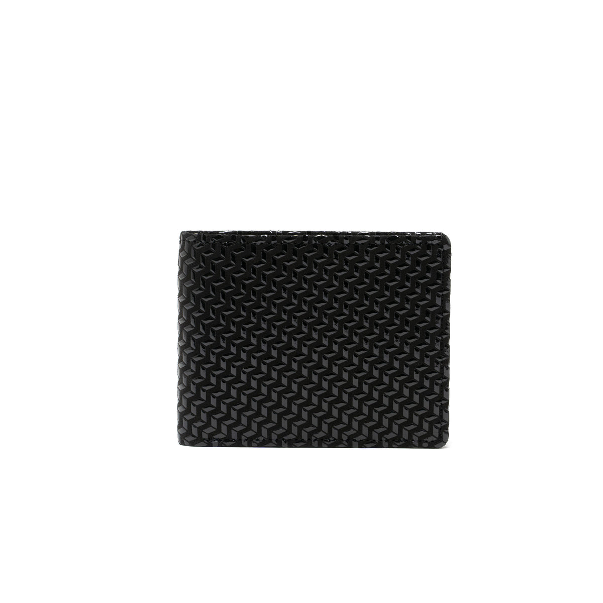 Men's Folded Wallet Narrow Type Chevron-S in black leather with Chevron pattern