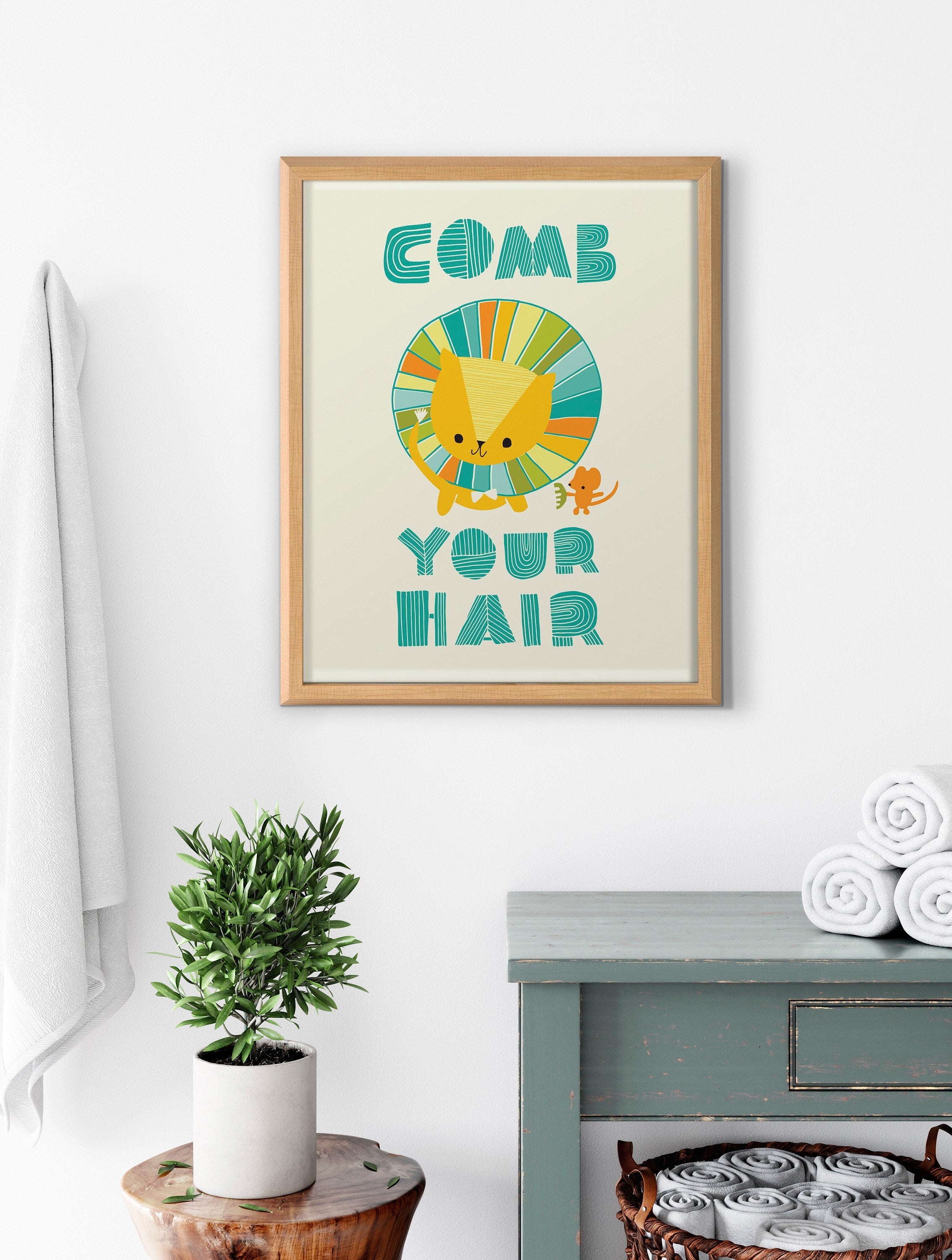 Blake Splish Splash Zoo Lion Framed Printed Glass by Heather Rosas by kateandlaurel - product image 6 for Resin Society