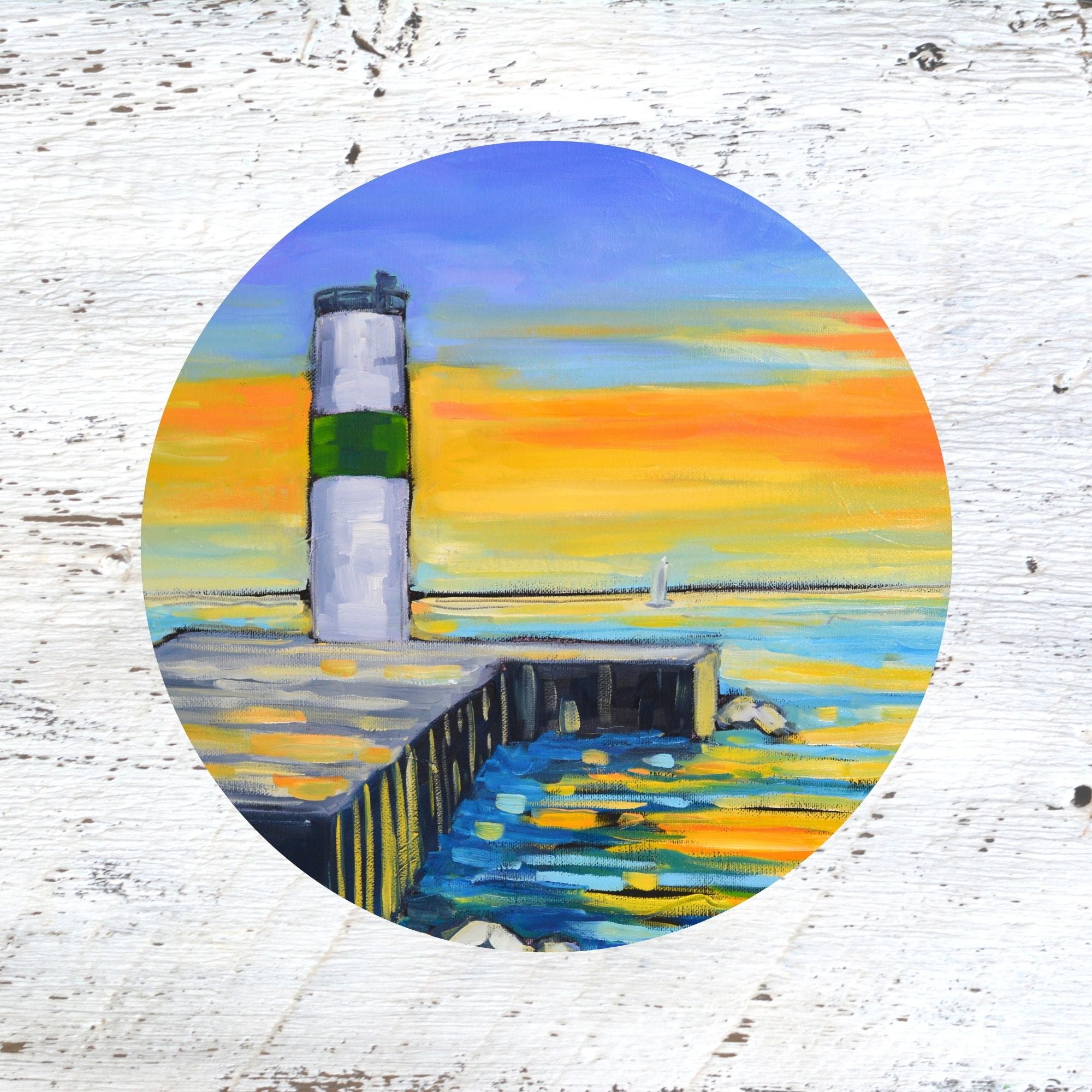 Rubber Grip Jar Opener - Pentwater Lighthouse Sunset. by Dreese Fine Art - Resin Society