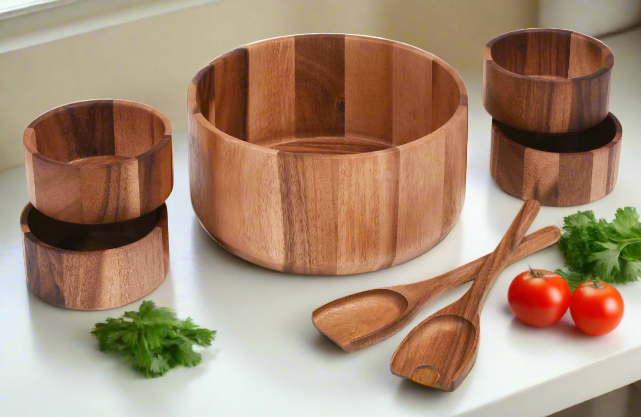 Extra Large Salad Bowl with Servers and 4 Individuals - 327C7 by Kalmar Home - main product image for Resin Society