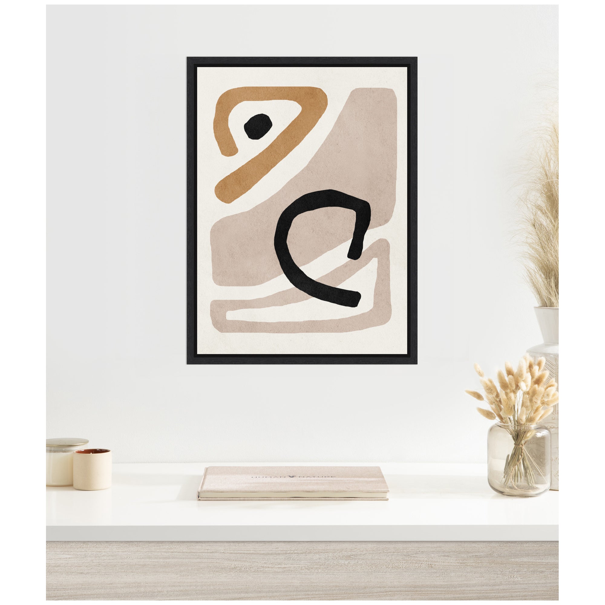 Sylvie Neutral Abstract 1 Minimal Modern Art Framed Canvas by July Art Prints