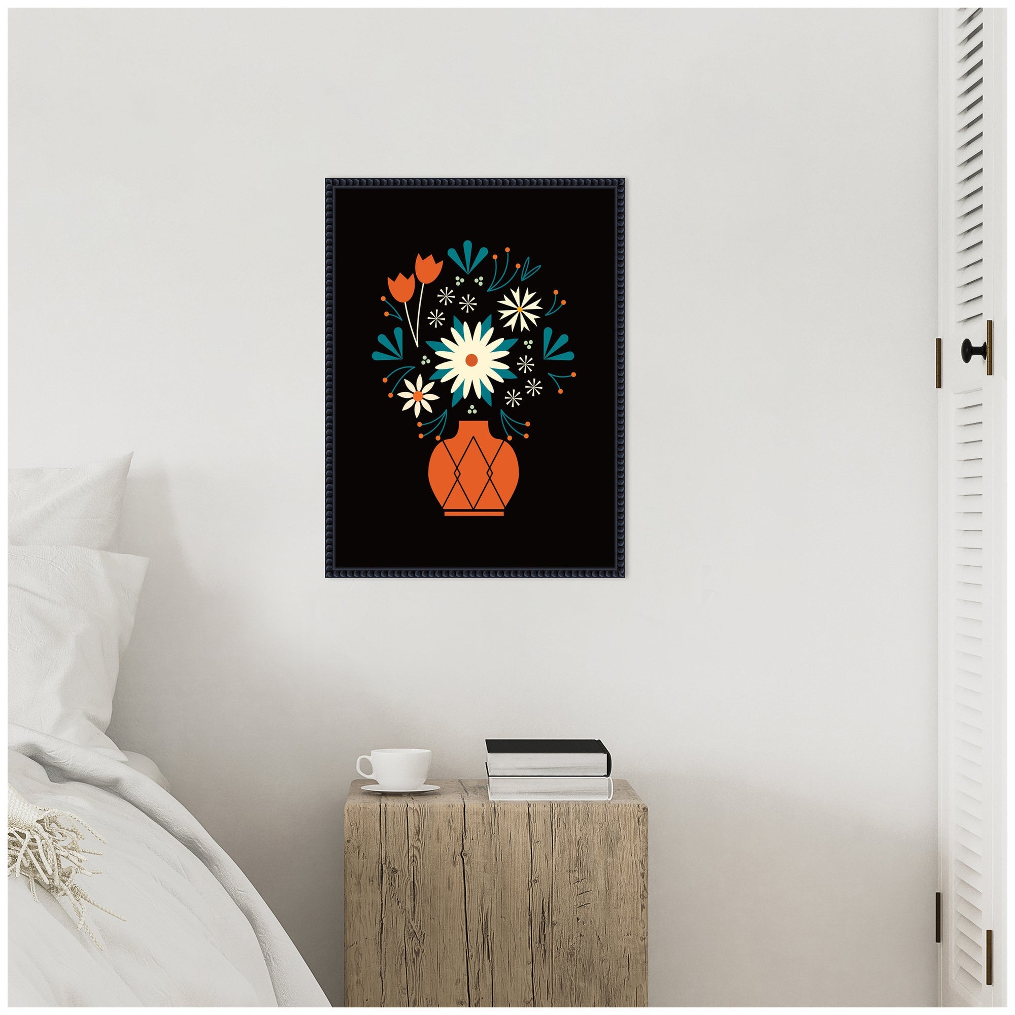 Sylvie Floral Red Vase Framed Canvas by Amber Leaders