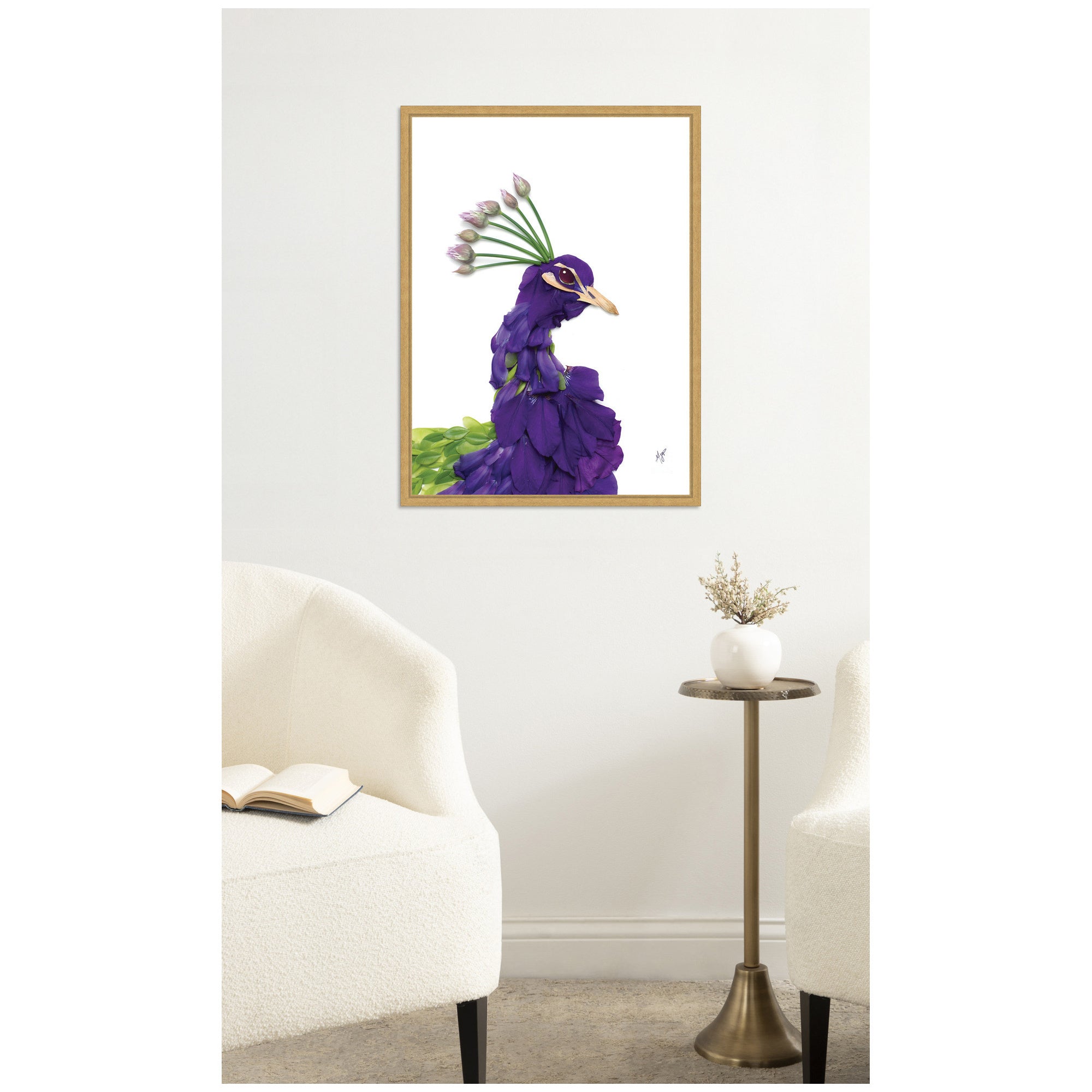 Peacock by Madeline Jeppesen Framed Canvas Wall Art Print