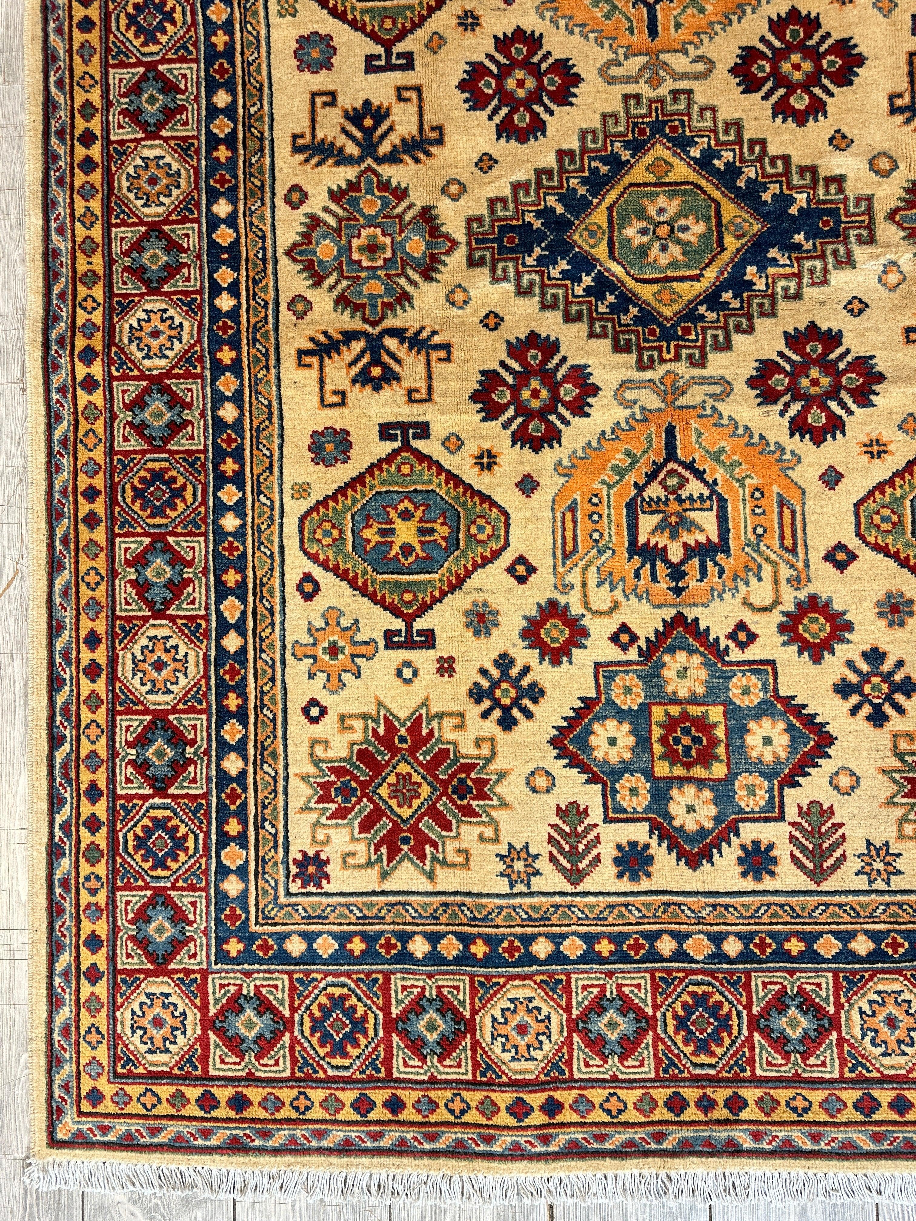 Fine Hand Knotted Afghani Super Kazak Rug 5 x 7 by Rugistan - product image 7 for Resin Society