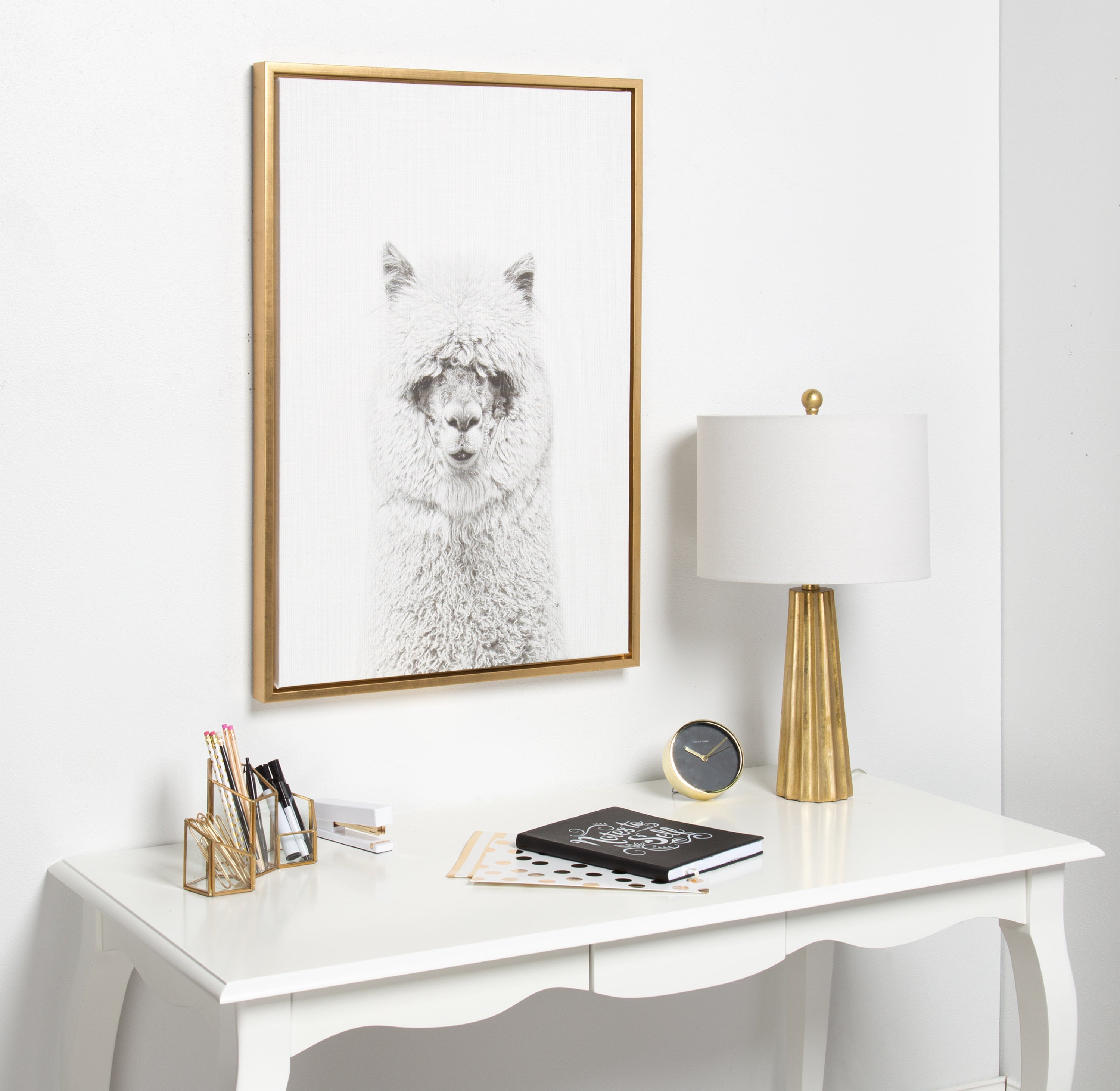 Sylvie Hairy Alpaca Framed Canvas by Simon Te of Tai Prints