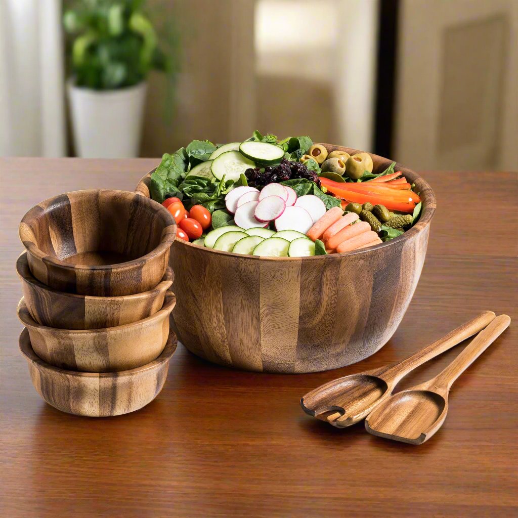 Extra Large Salad Bowl with Servers and 4 Individuals - 335C7 by Kalmar Home - main product image for Resin Society