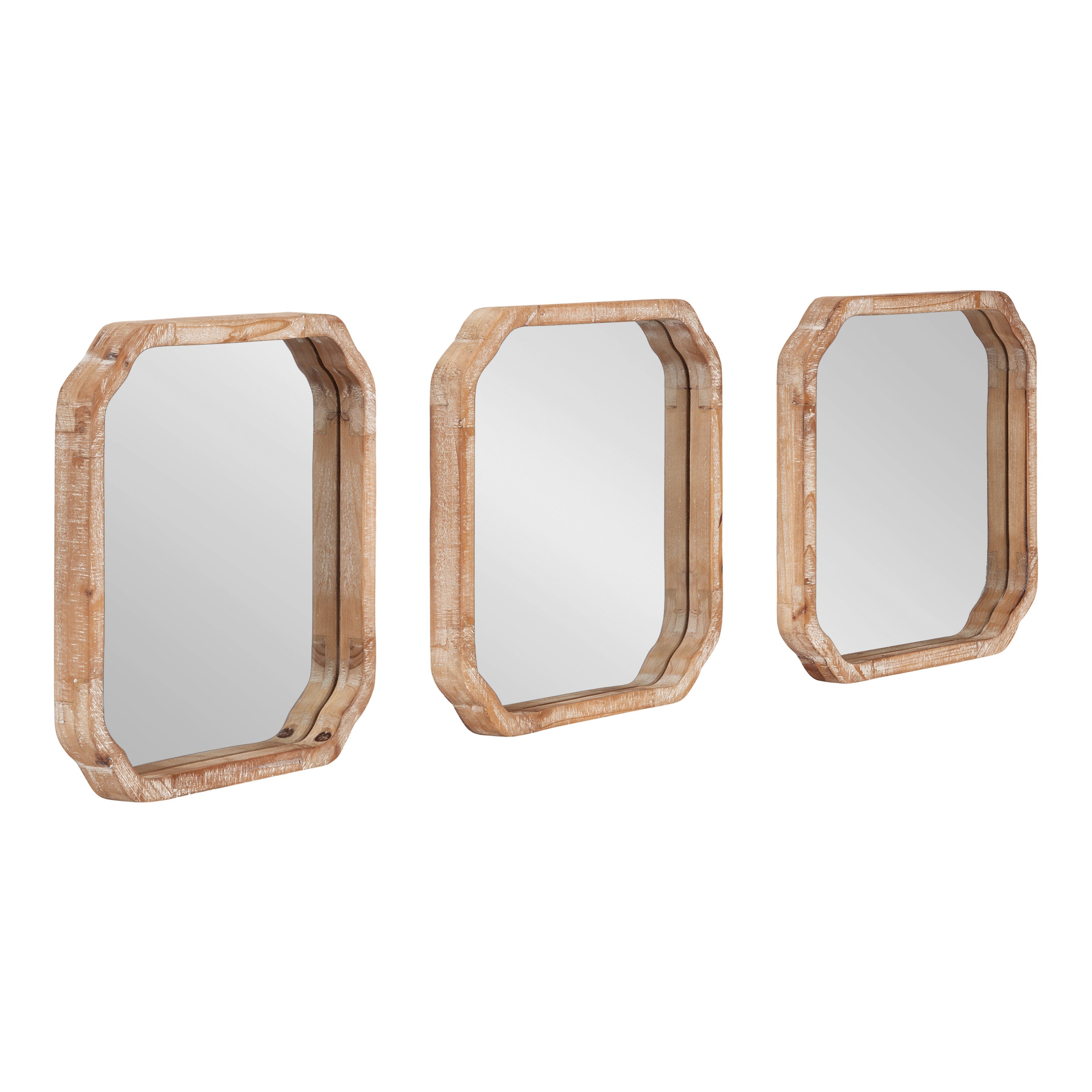 Marston Wood Wall Mirror Set showing three square mirrors with scalloped corners arranged on a wall