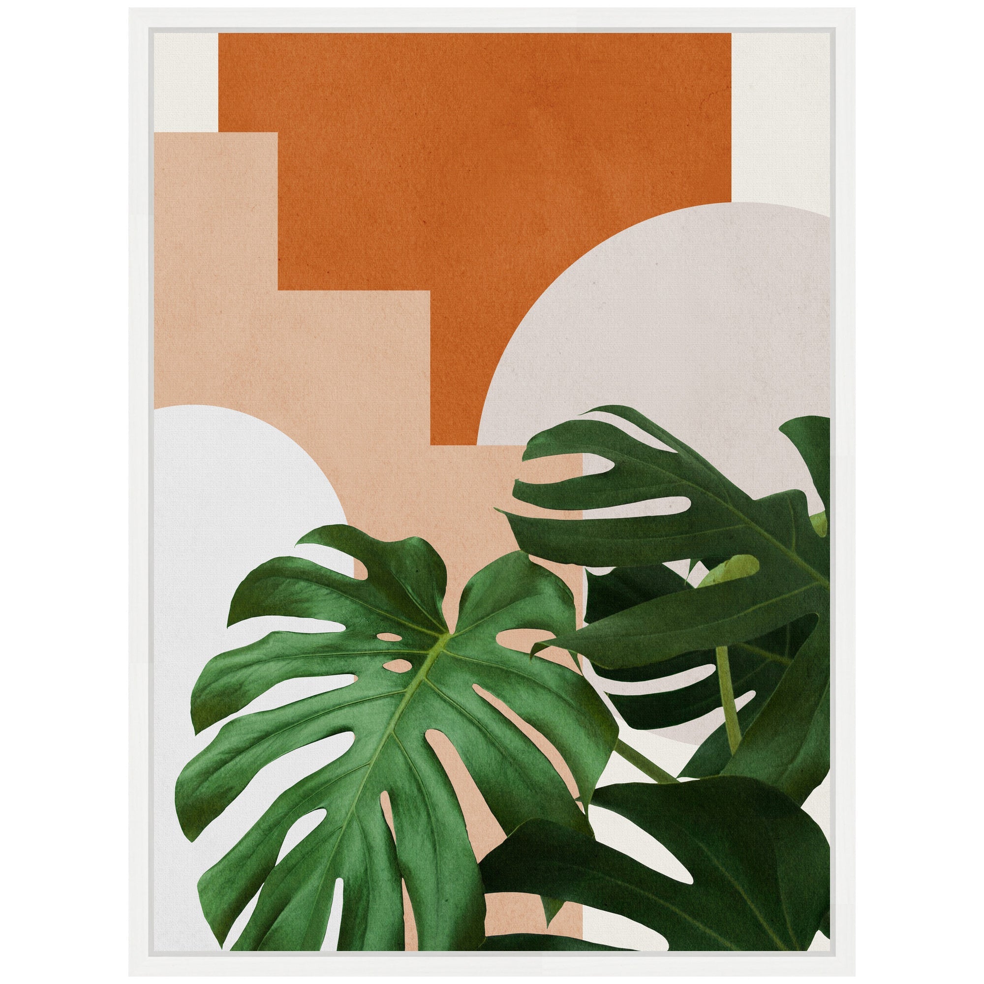 Sylvie Abstract Botanical 2 Leaves Framed Canvas by July Art Prints