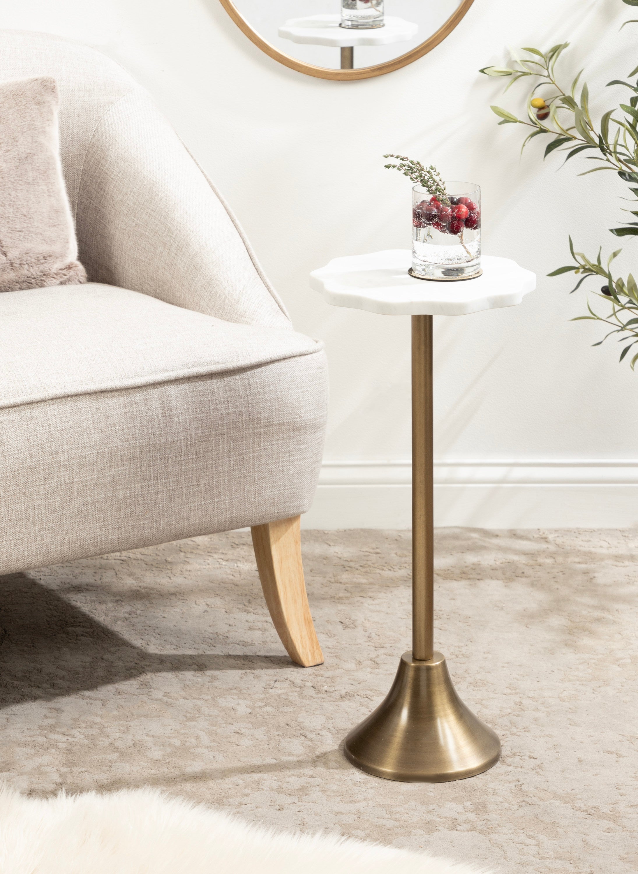 Sanzo Scalloped Marble and Metal Table