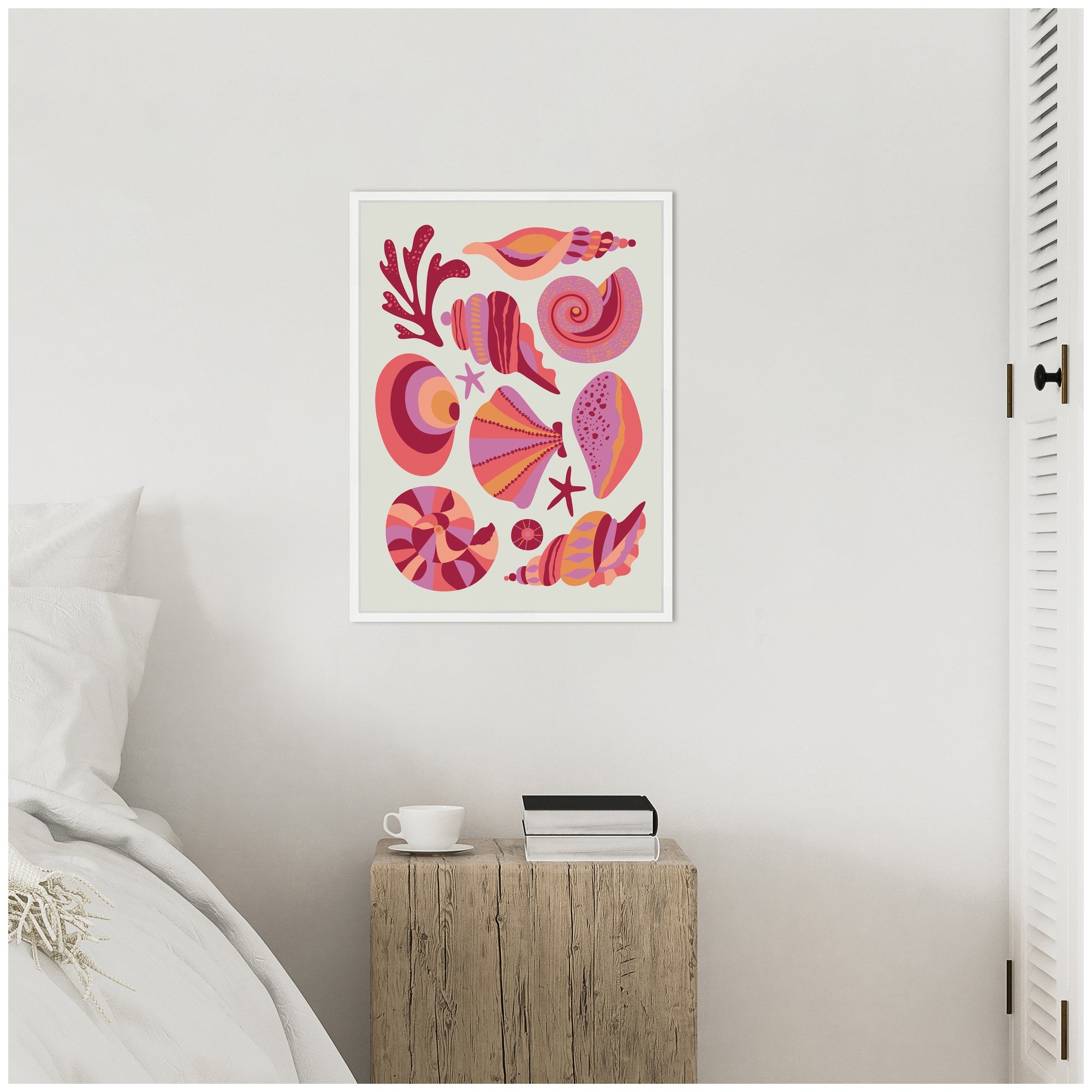 Sylvie Coastal Ocean Seashells Framed Canvas by Rachel Lee