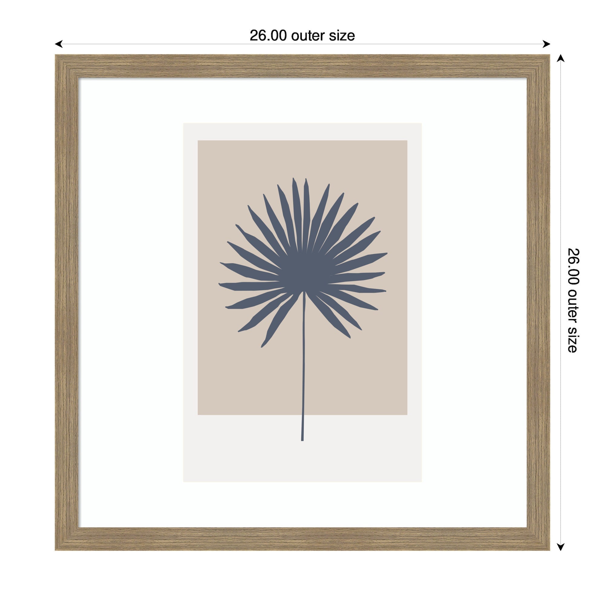 Muted Tan and Blue Colorblock Botanical Palm by The Creative Bunch Studio Framed Wall Art Print