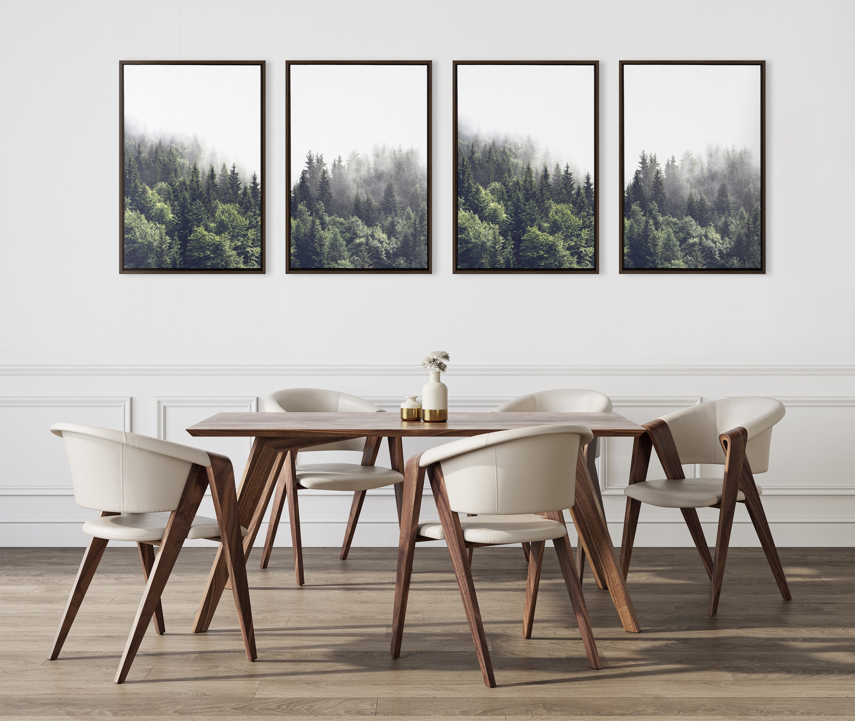 Sylvie Lush Green Forest on a Foggy Day Framed Canvas Set by The