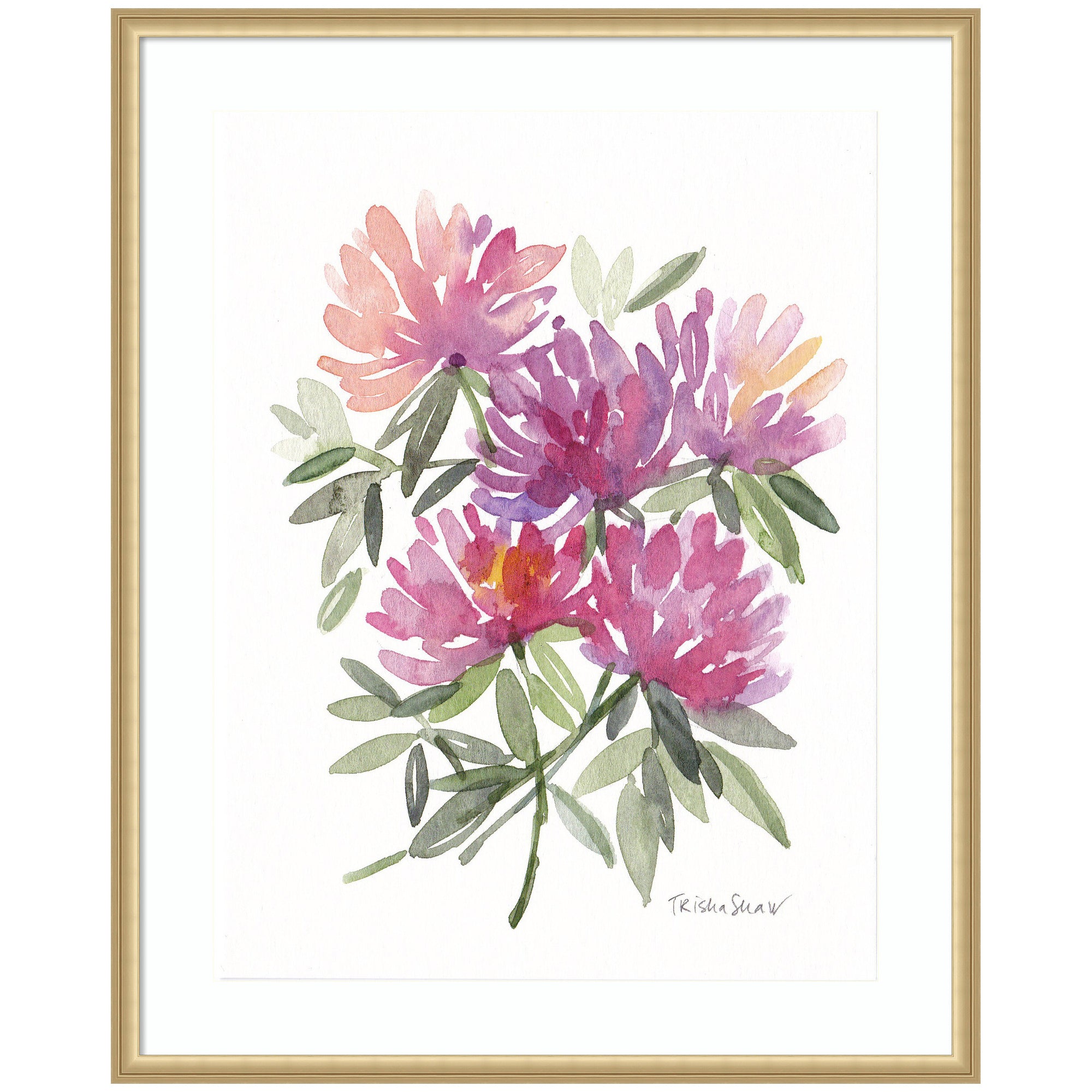 Framed Art Abstract Watercolor Pink Floral by Patricia Shaw