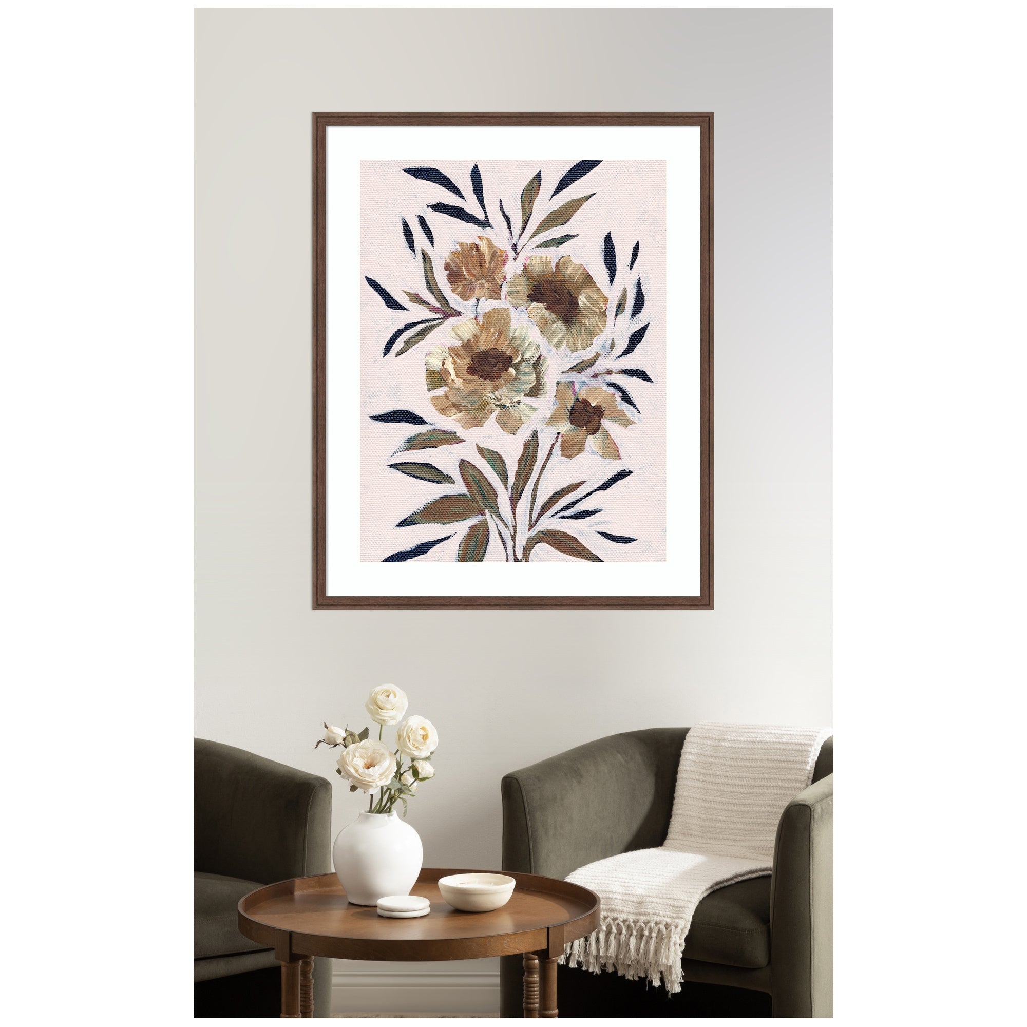Framed Art Muted Paintrely Florals by Nikita Jariwala