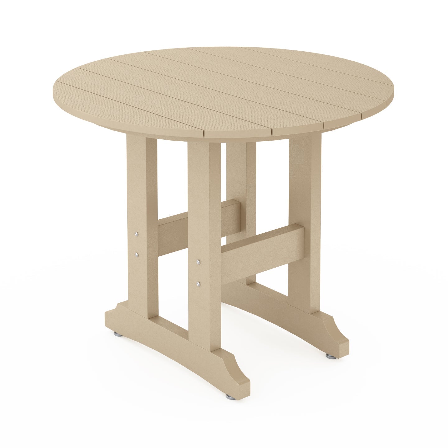 SoPoly 36 inch round outdoor dining table in multiple colors including Black, Destin White, Tybee Sand, and Heron Gray