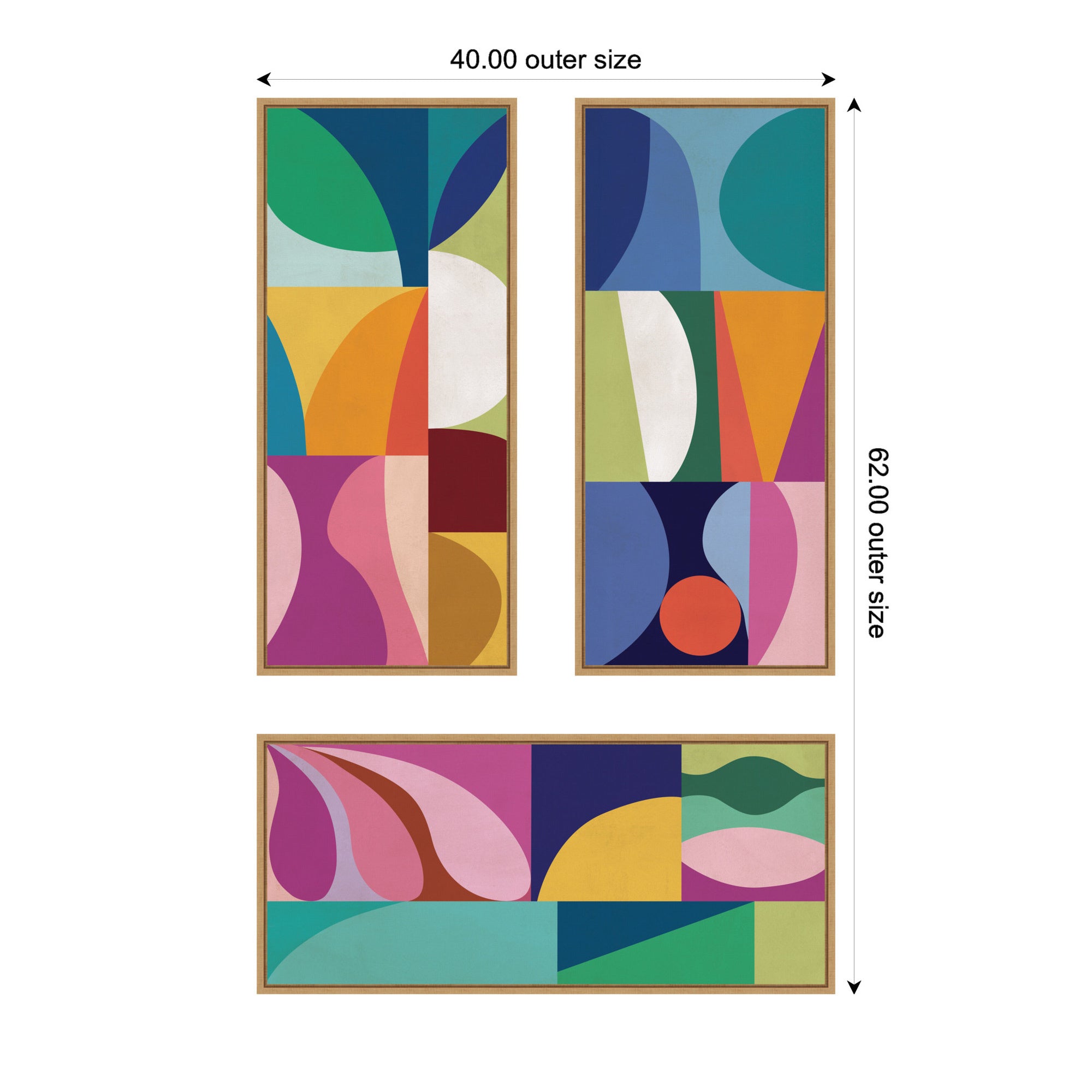 Abstract Panels 3 Piece Framed Canvas Wall Art Set by Rachel Lee