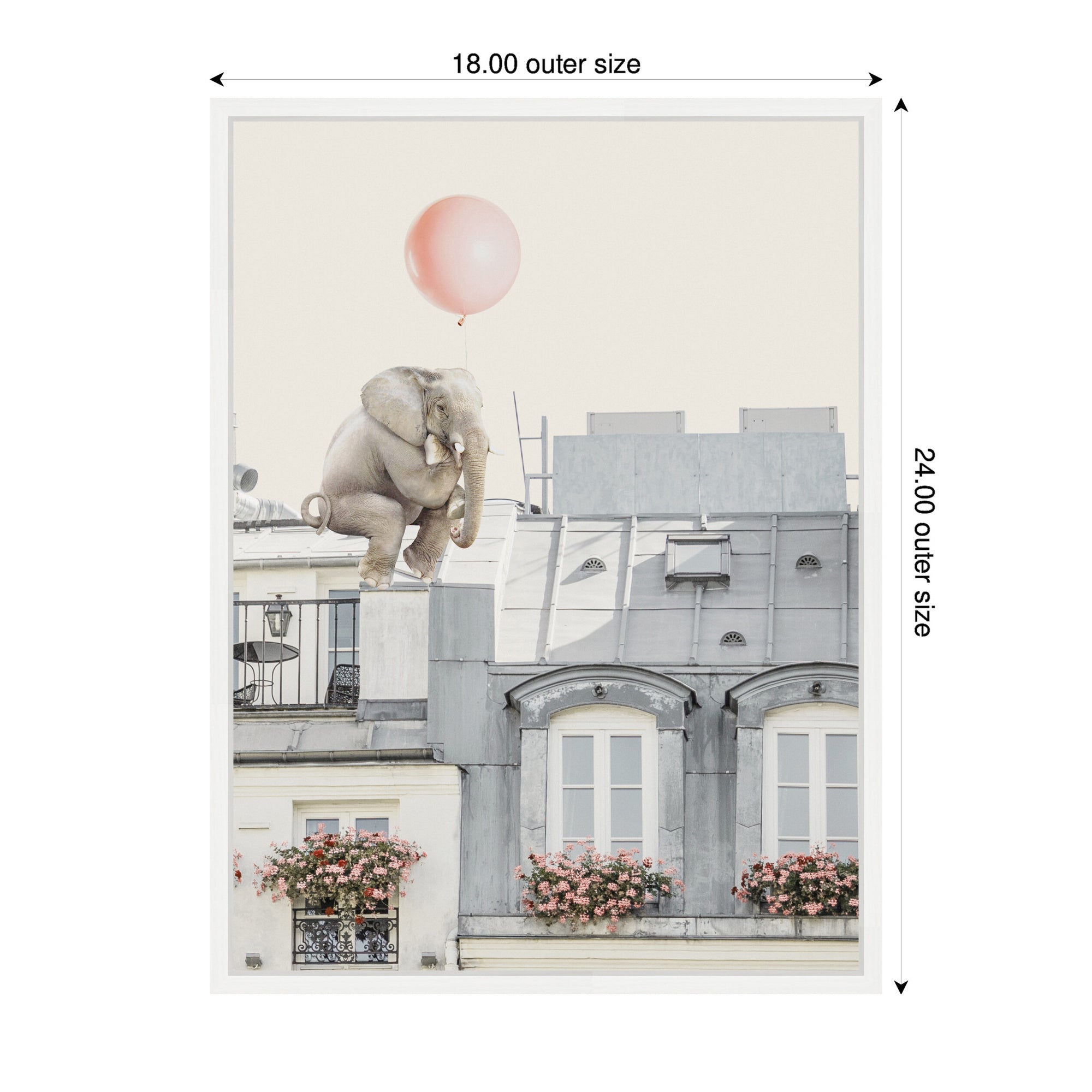 Sylvie Elephant in Paris Framed Canvas by July Art Prints