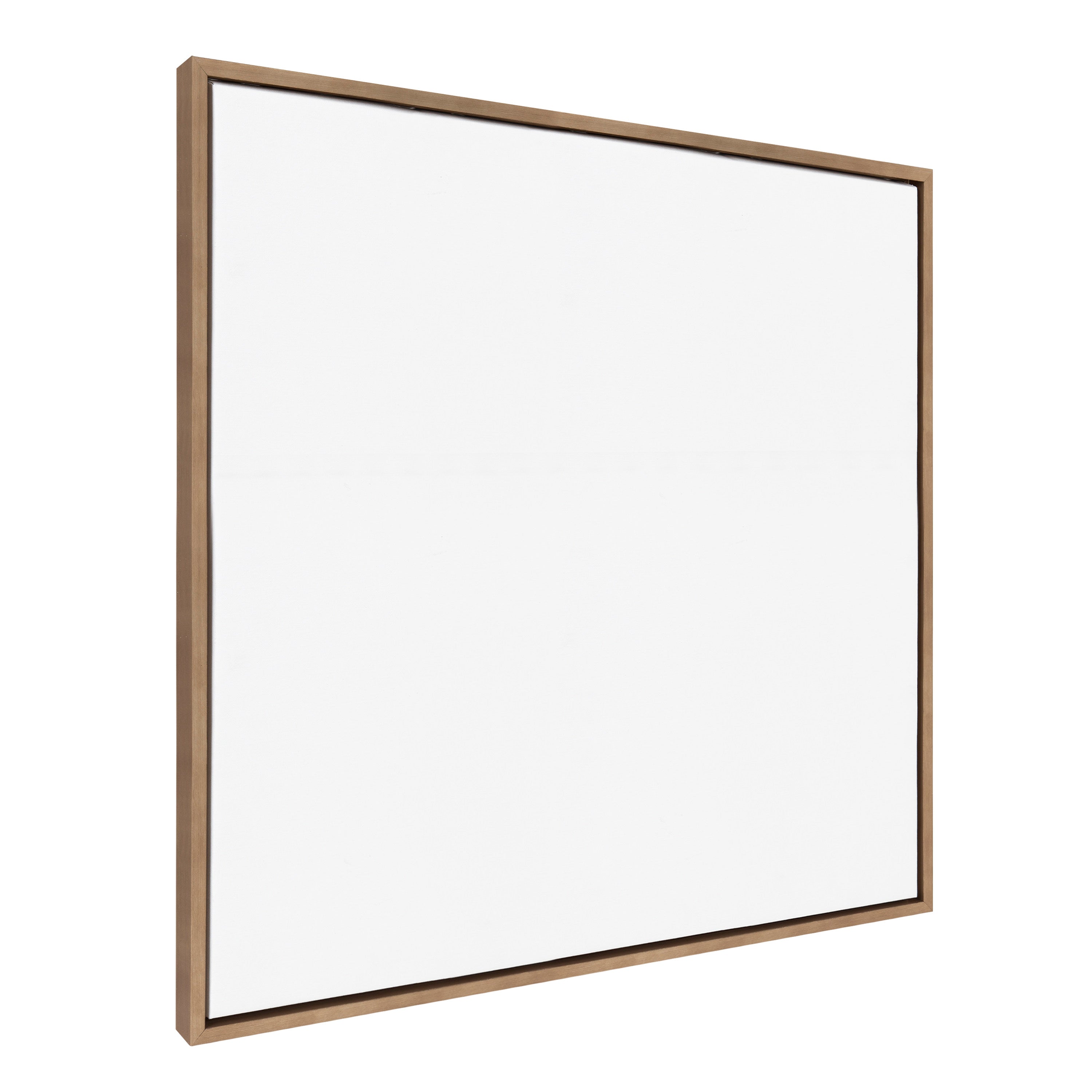Sylvie Blank Framed Canvas in Beaded Gold, 30x30 size, leaning on a white wall