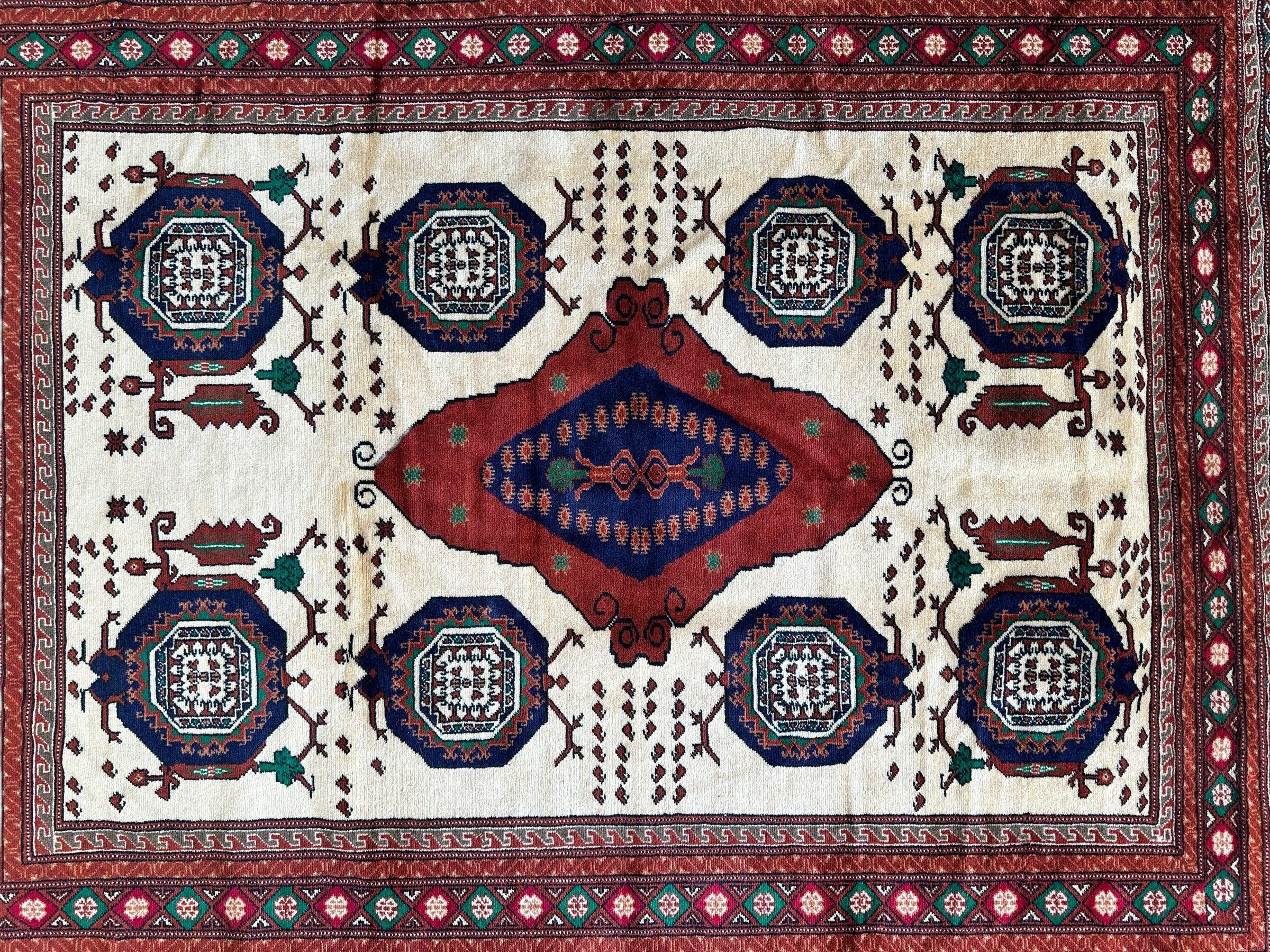 Hand-Knotted Afghani Kazak Wool Rug - 4'8" x 7'2" by Rugistan - product image 4 for Resin Society