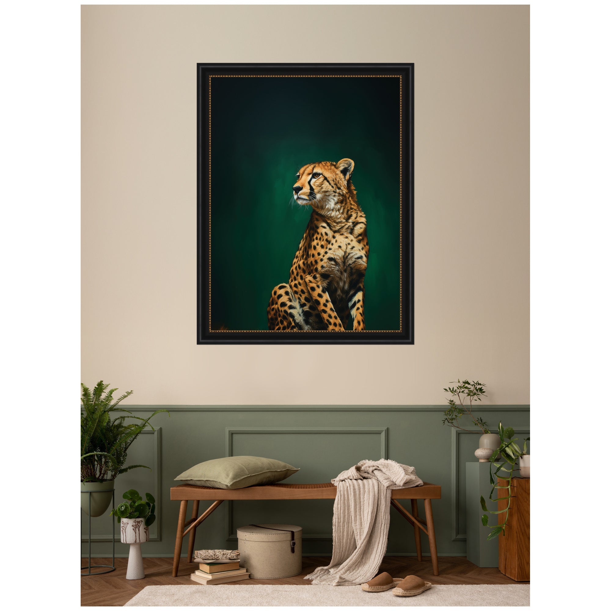 Twilight Emerald Green Leopard by The Creative Bunch Studio Framed Wall Art Print